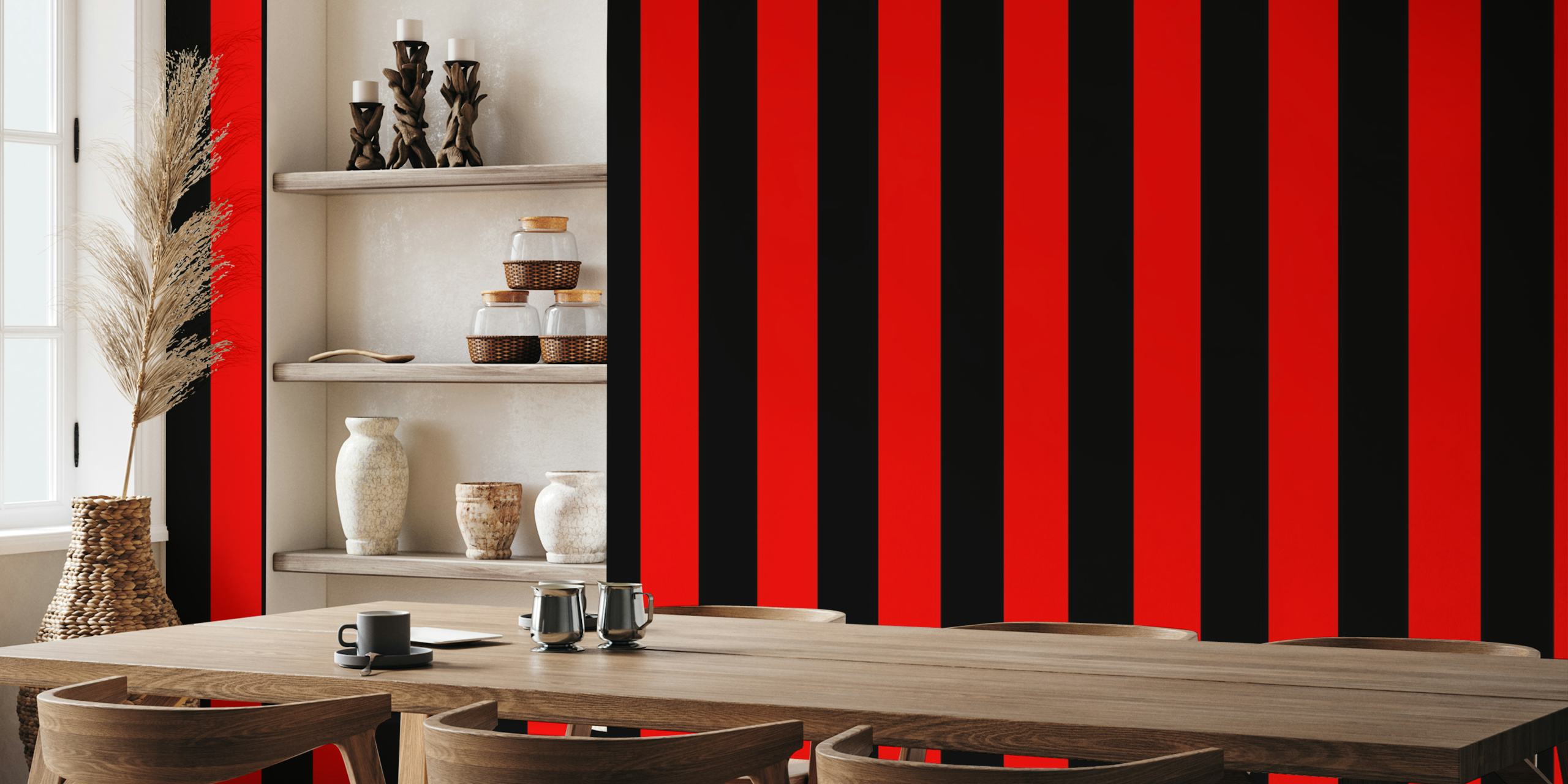 Abstrakt svarta och röda ränder Väggdekor Design