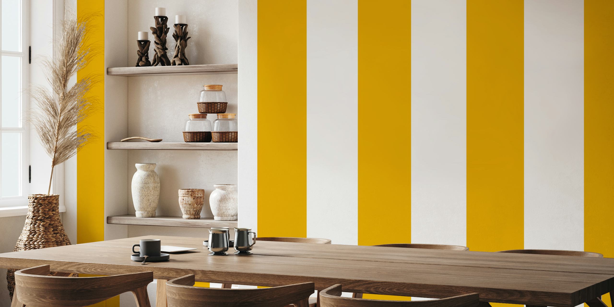 Gold stripes wallpaper που εμφανίζεται σε ένα δωμάτιο