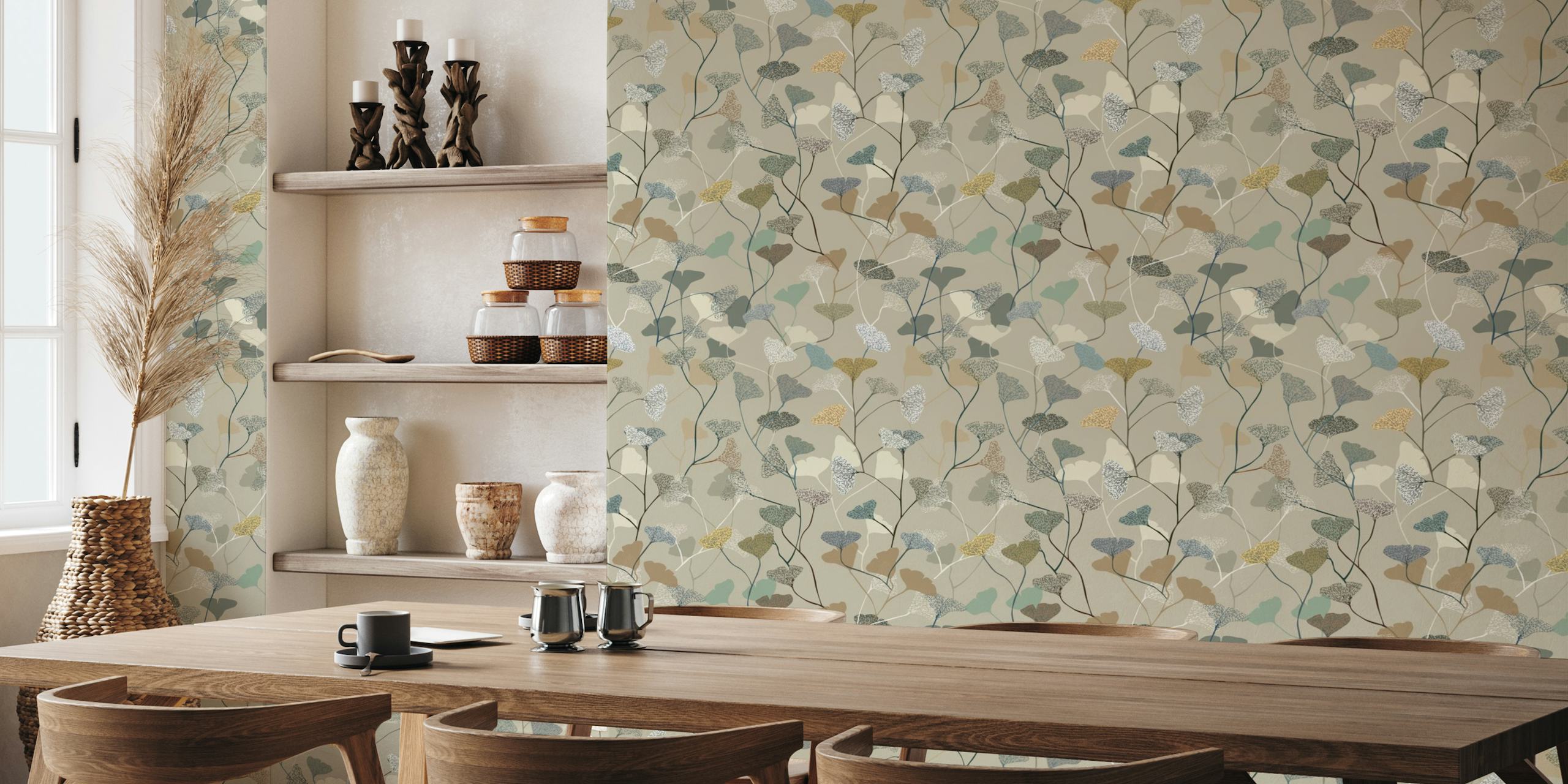 Ginkgo Leaves tan wallpaper