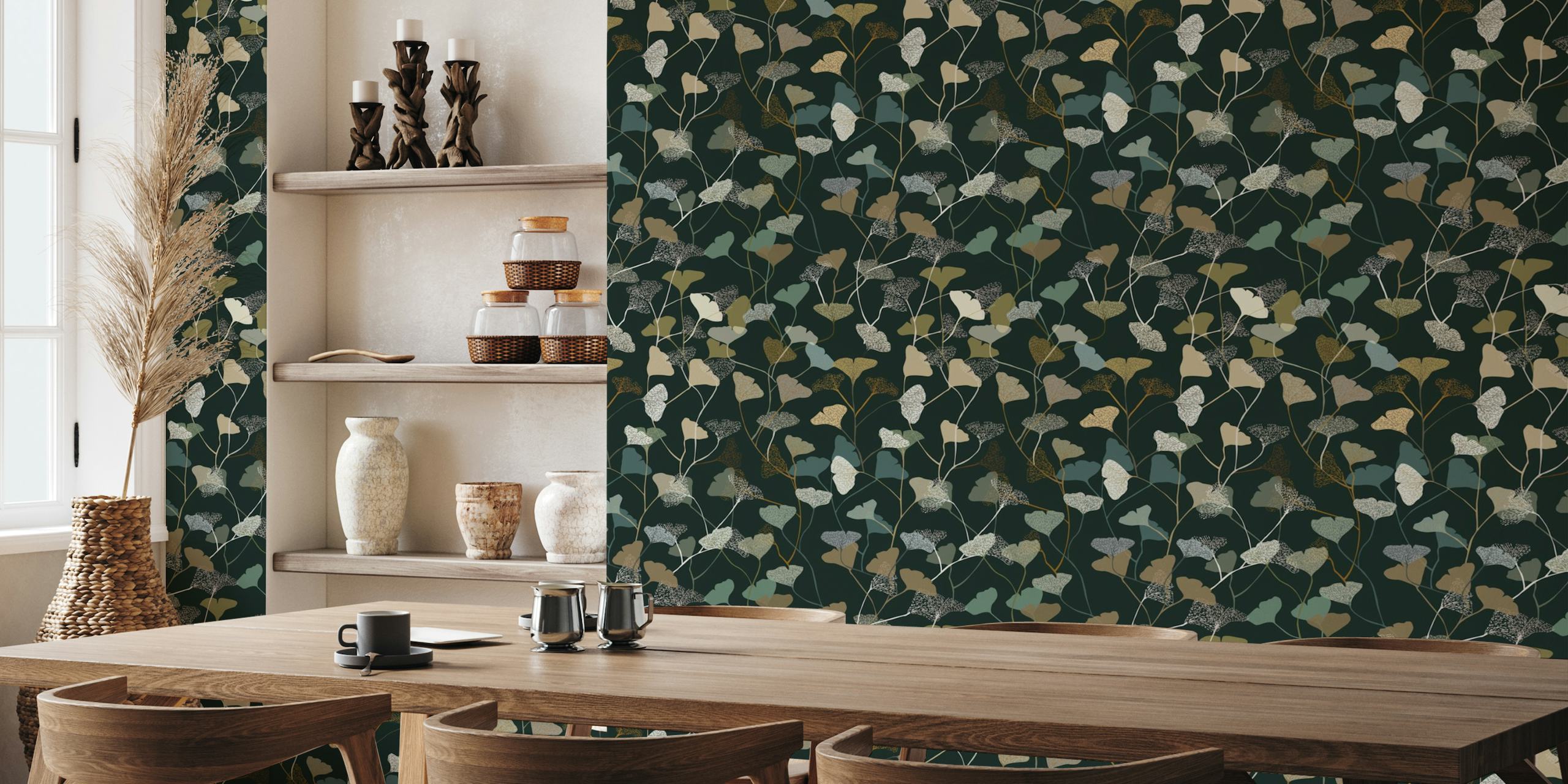 Ginkgo Leaves dark wallpaper