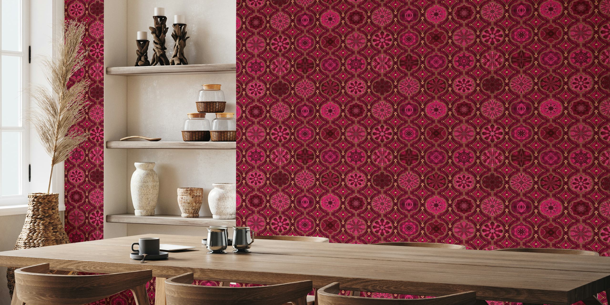 Moroccan tile design wallpaper in a room