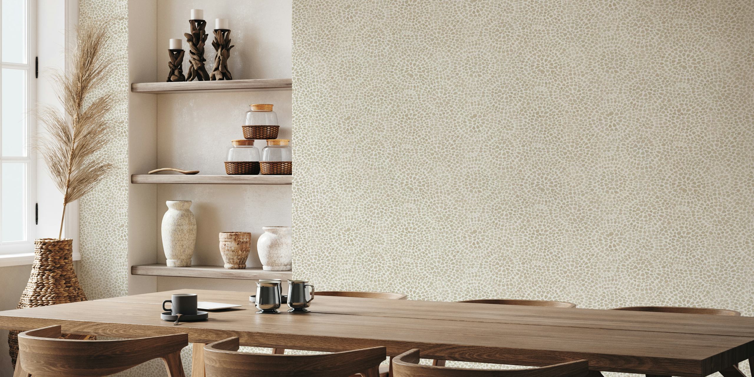 Watercolor dotted circles beige ταπετσαρία σε ένα δωμάτιο