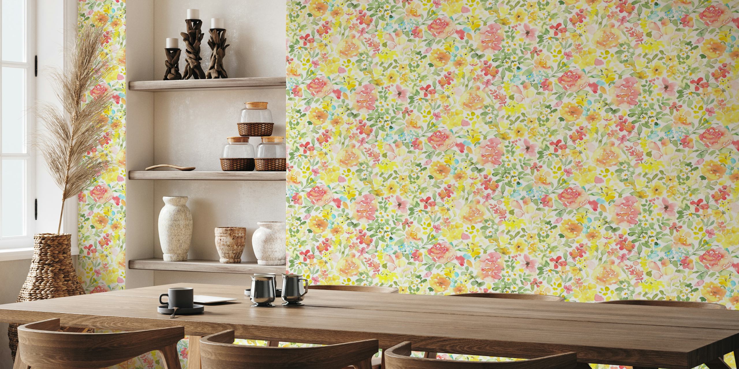 Optimism - vivid watercolor floral papel de parede