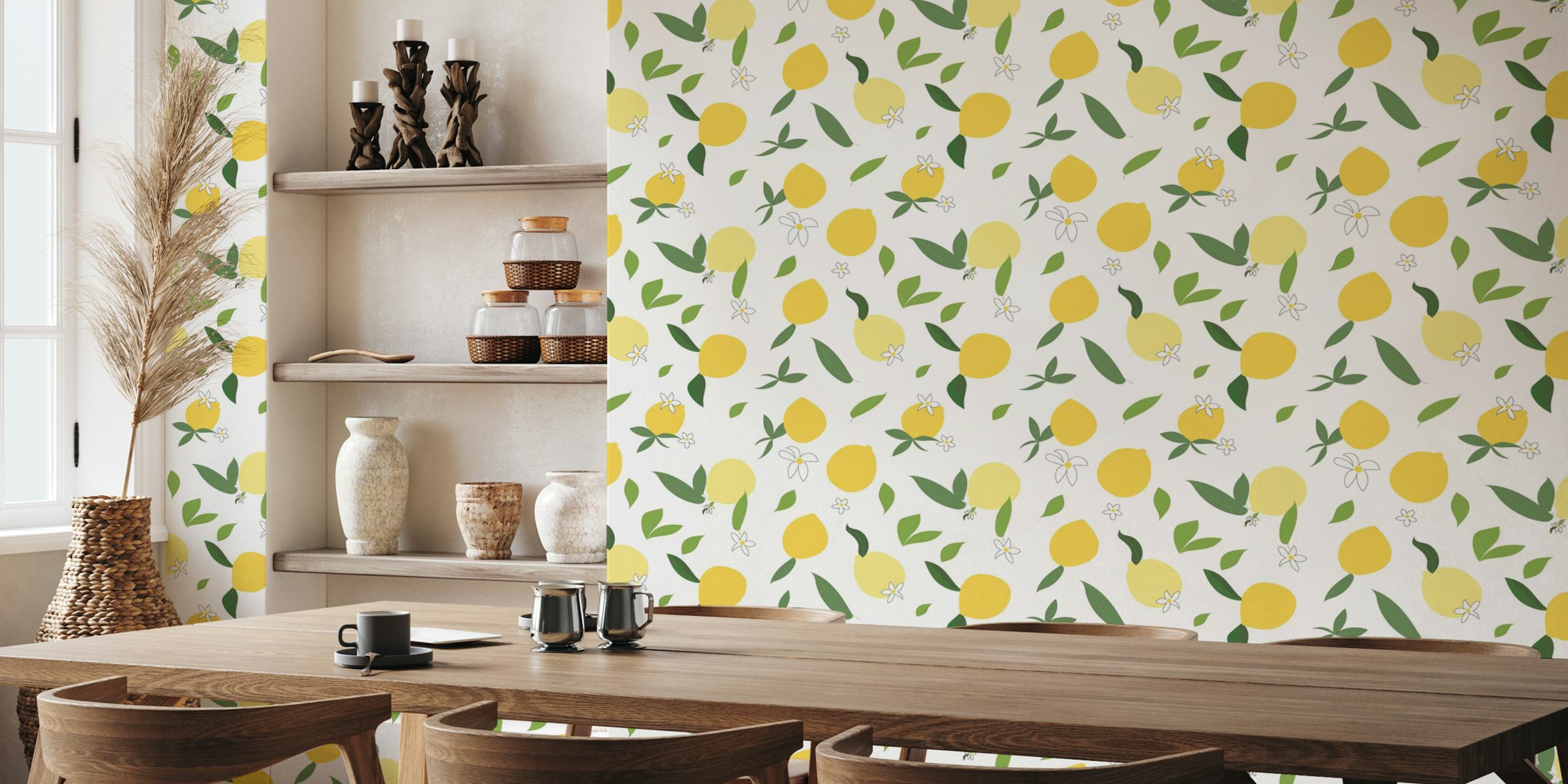 Lemons illustrations wallpaper in a room