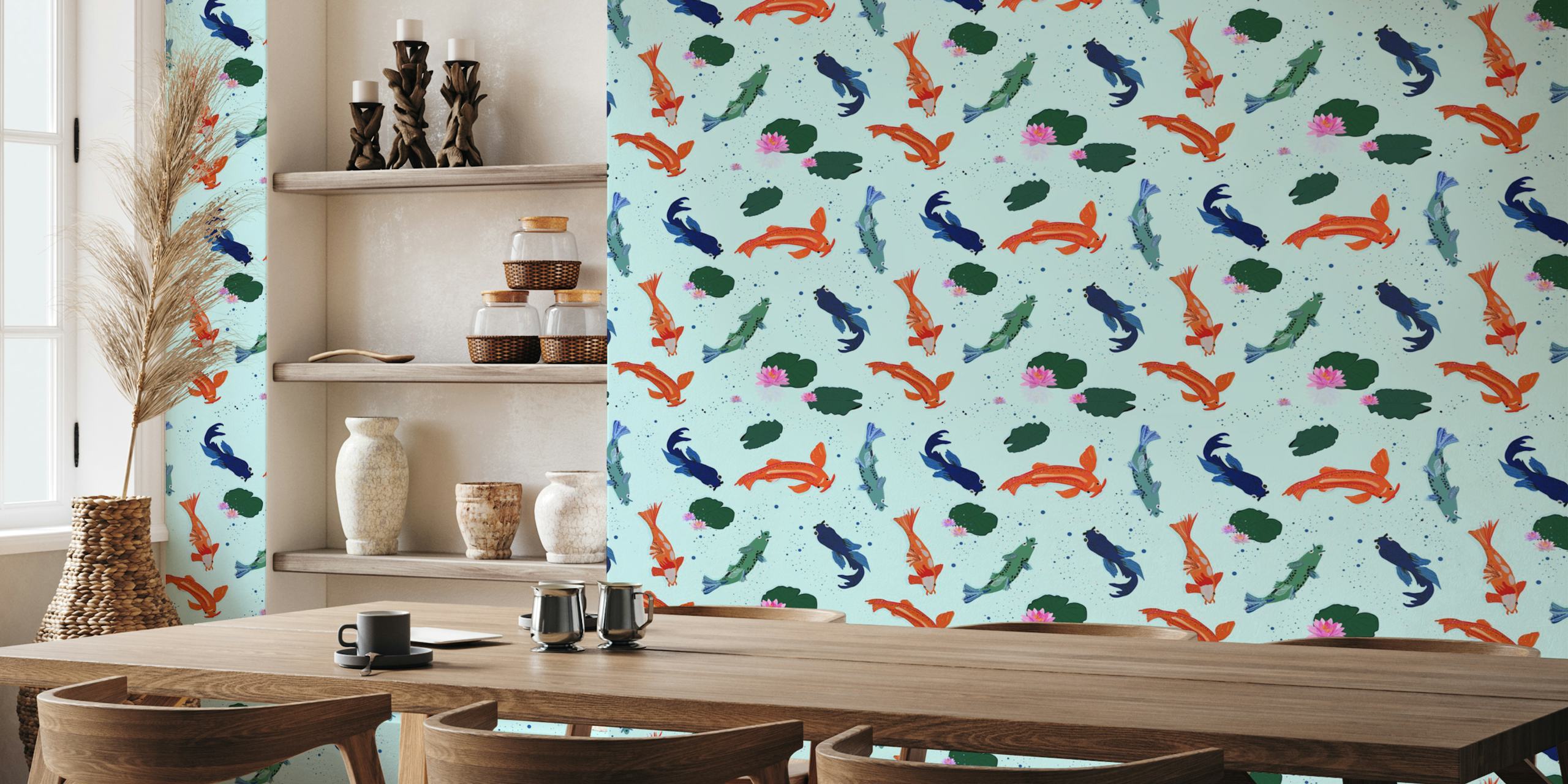 Papel de parede Koi fishes em um quarto