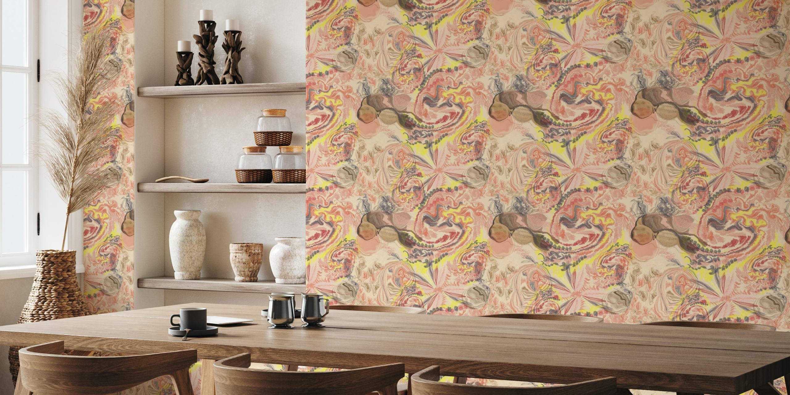 Swirling earth tones with marble patterns wallpaper