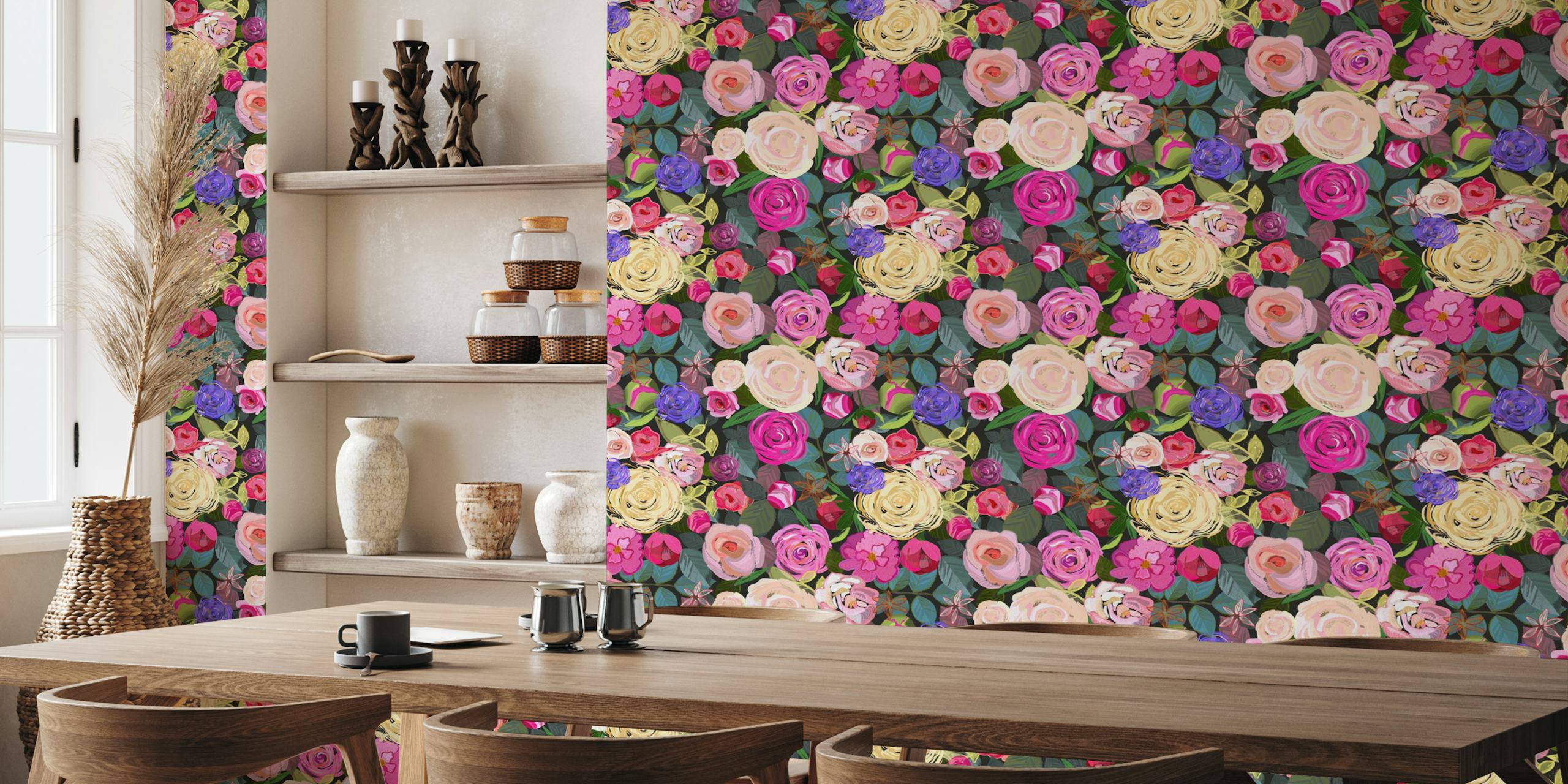 Colorful roses floral pattern w pokoju