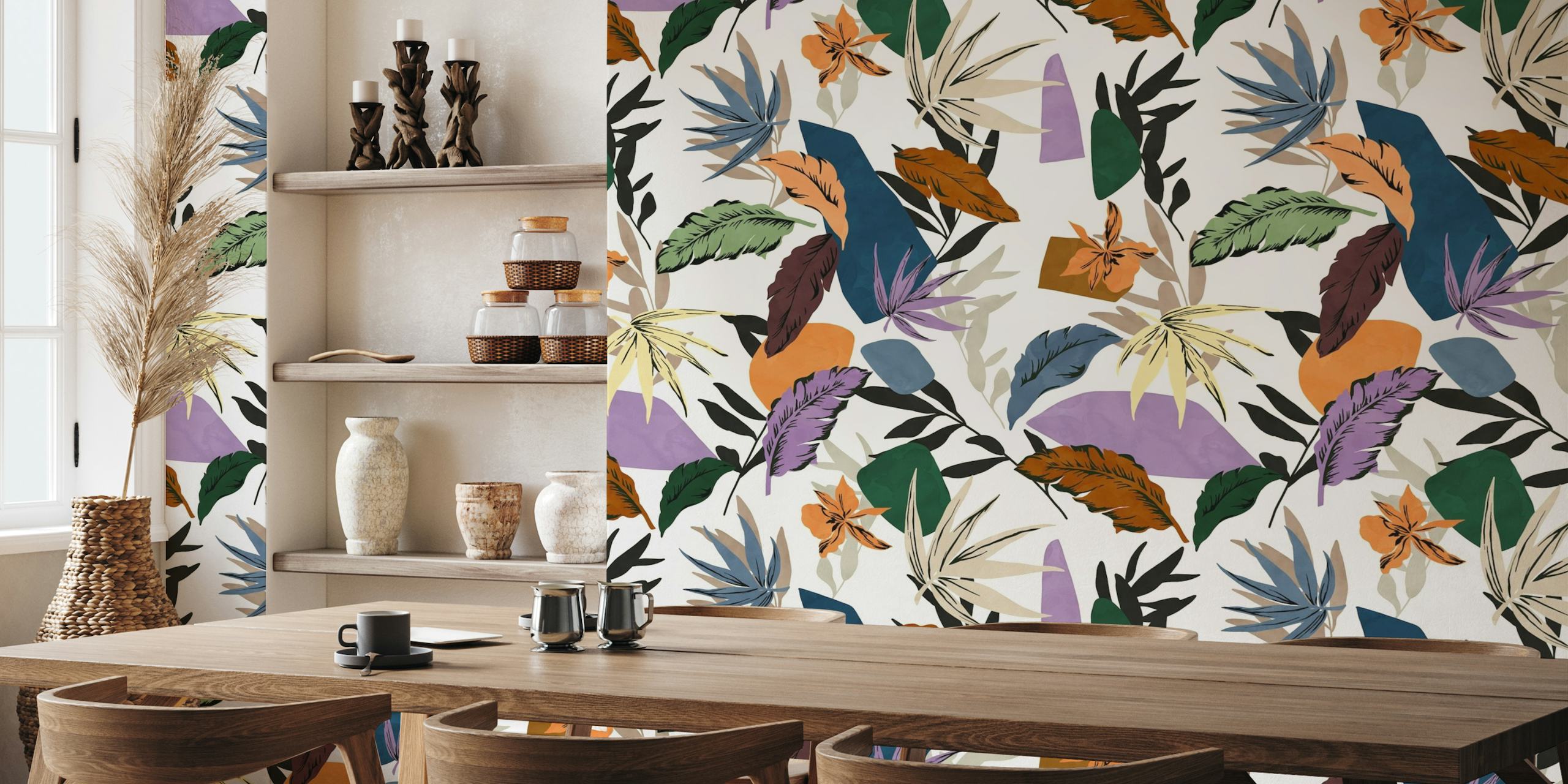 Leaf colorful modern jungle DP wallpaper