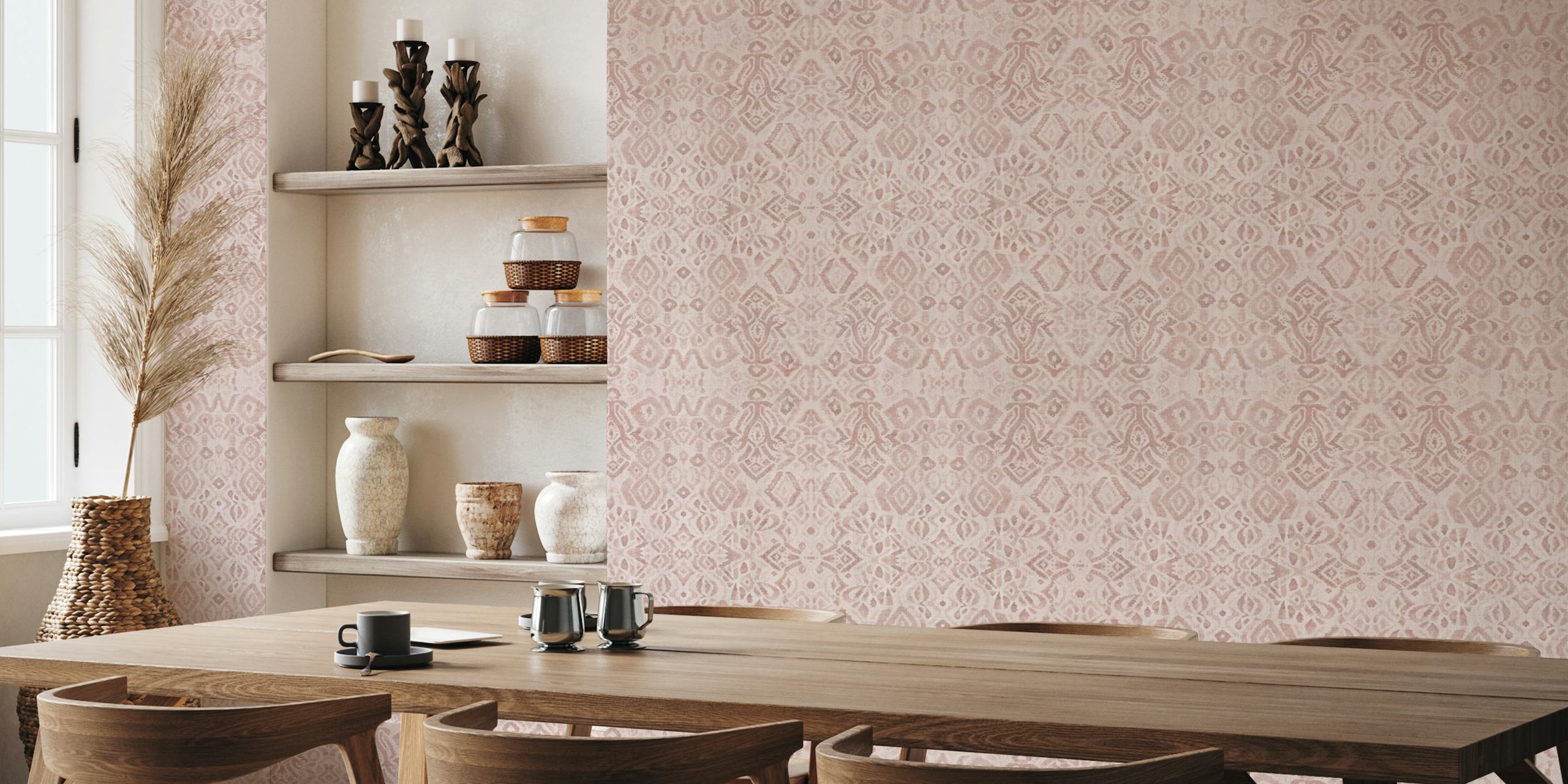 Exotic boho Bali Ikat II papel de parede em um quarto