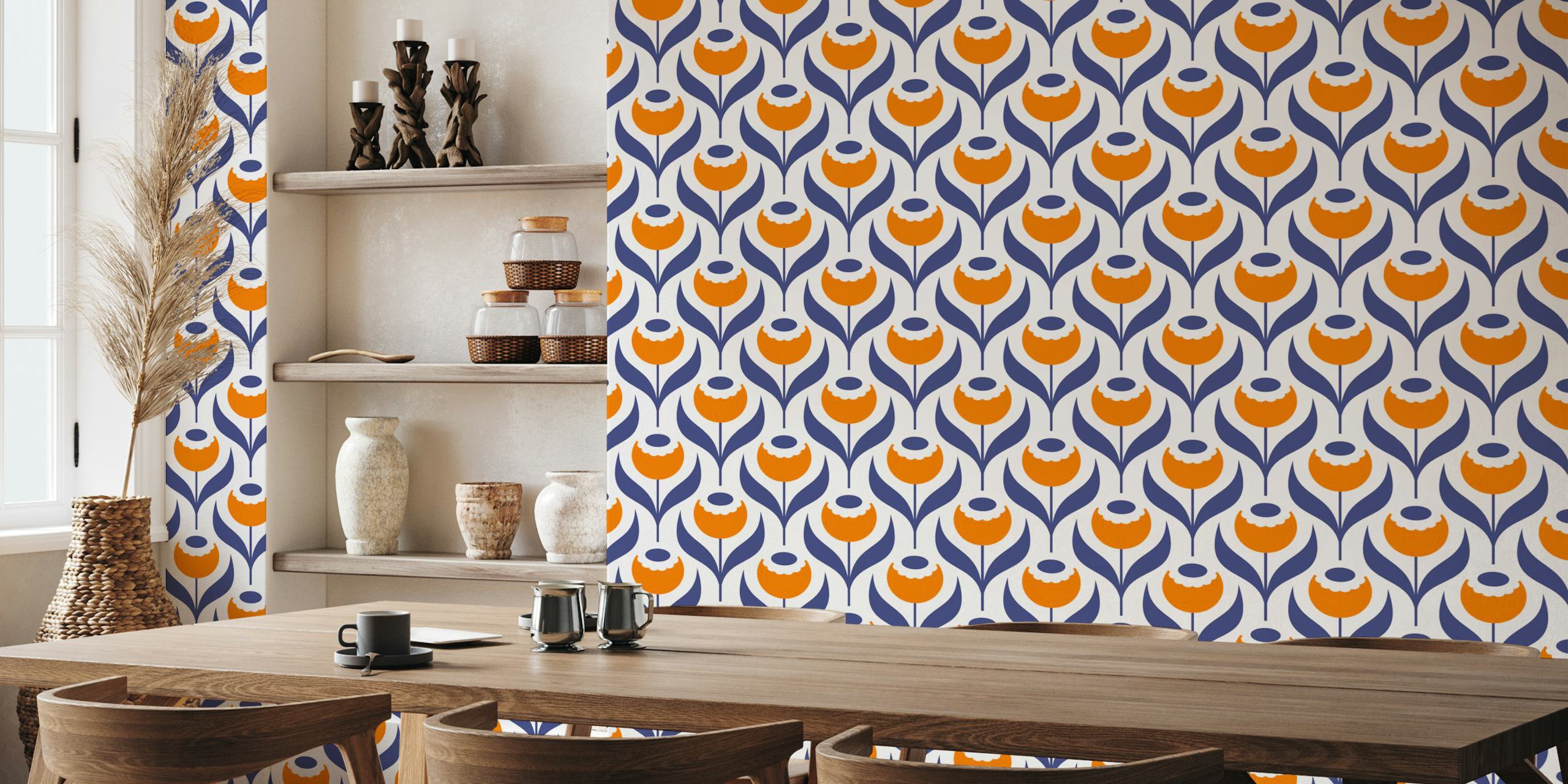 2526 B - poppy flowers pattern ταπετσαρία που εκτίθεται σε ένα δωμάτιο