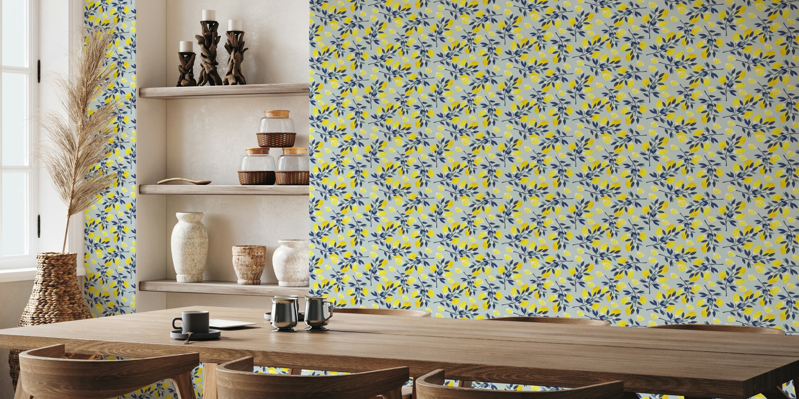 Mediterranean lemons wallpaper