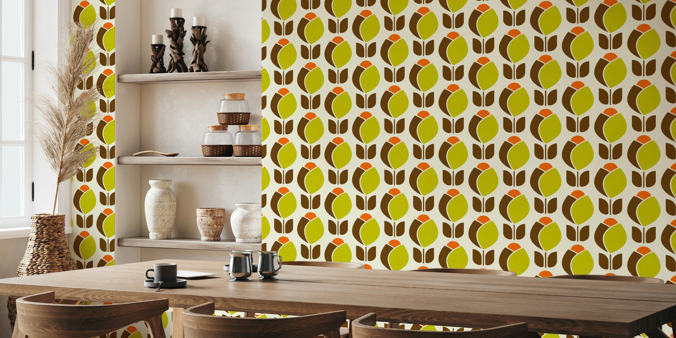 Papel de parede Retro tulips em um quarto elegante