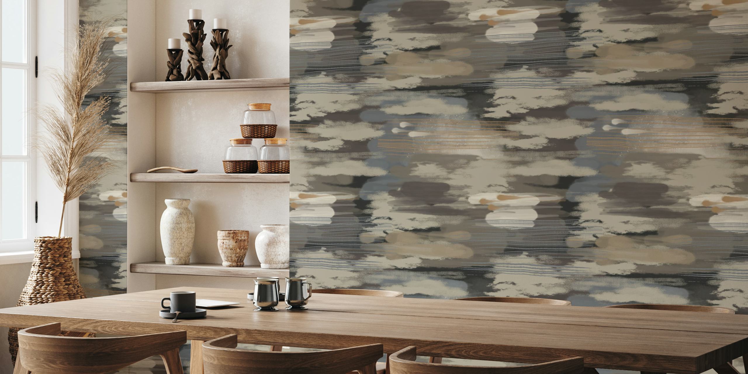 Hypnotic pattern wallpaper displayed in a room
