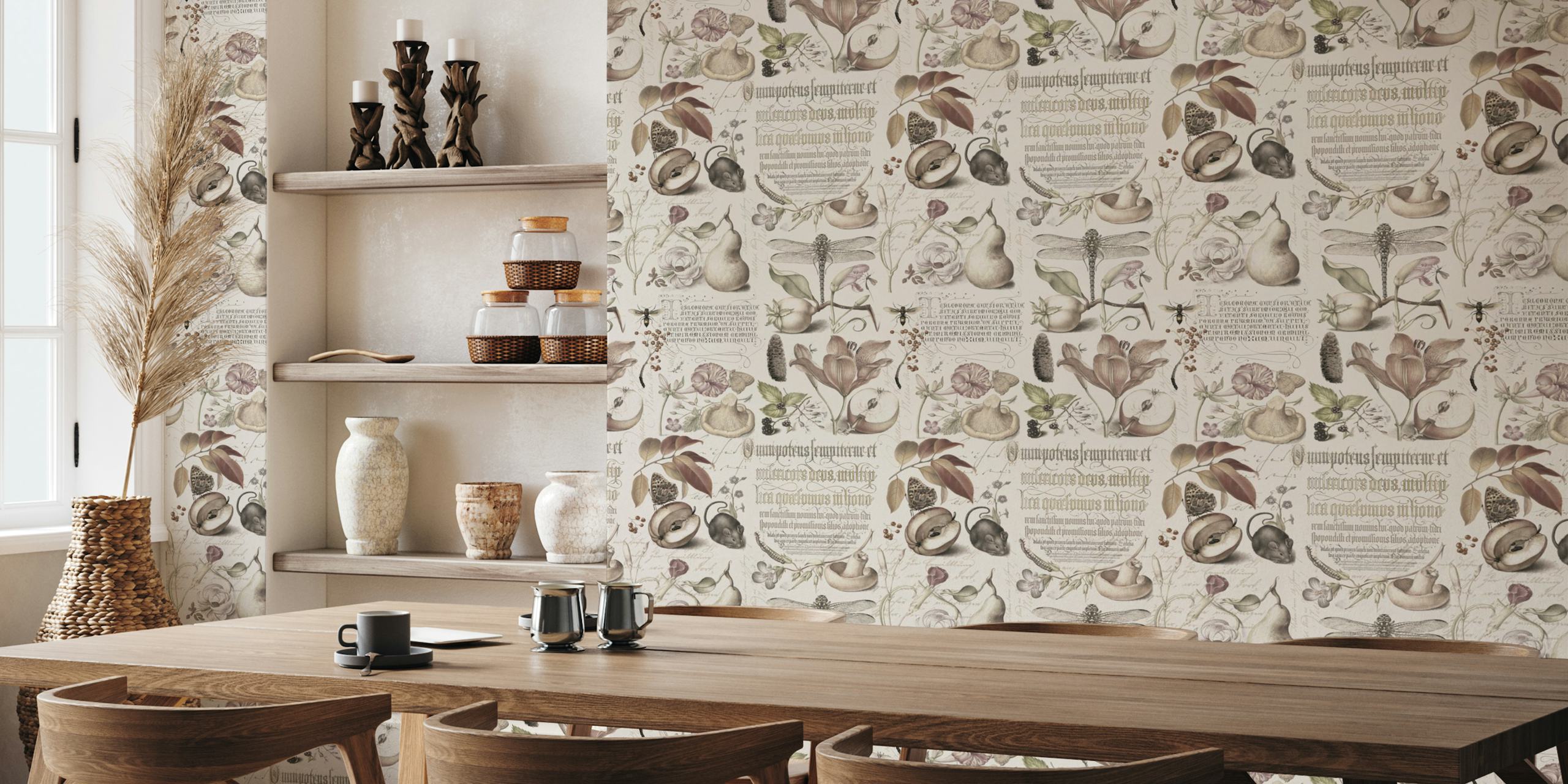 Papel pintado de tesoros botánicos en una habitación