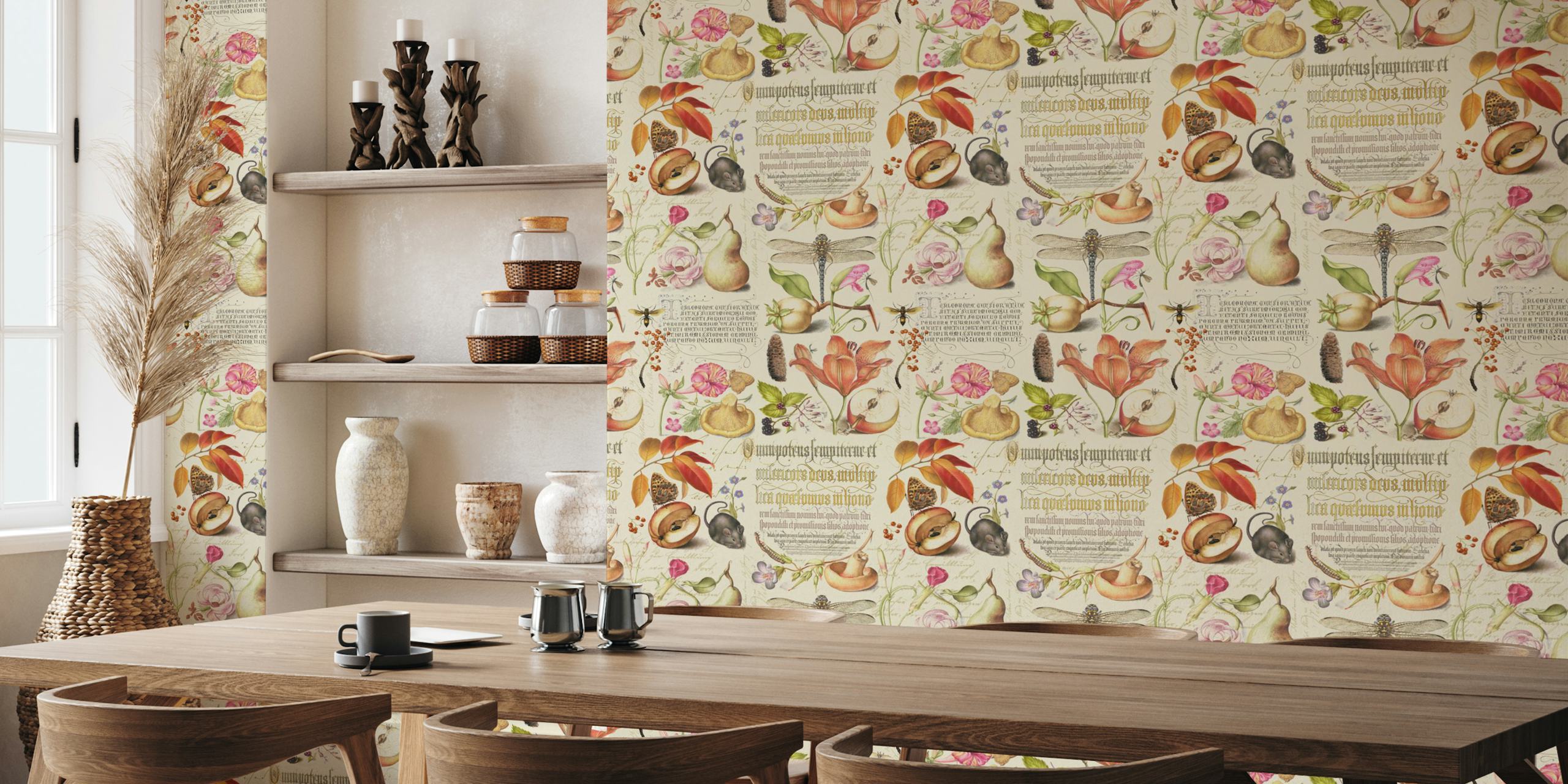 Papel pintado Botanical treasures con plantas y frutas