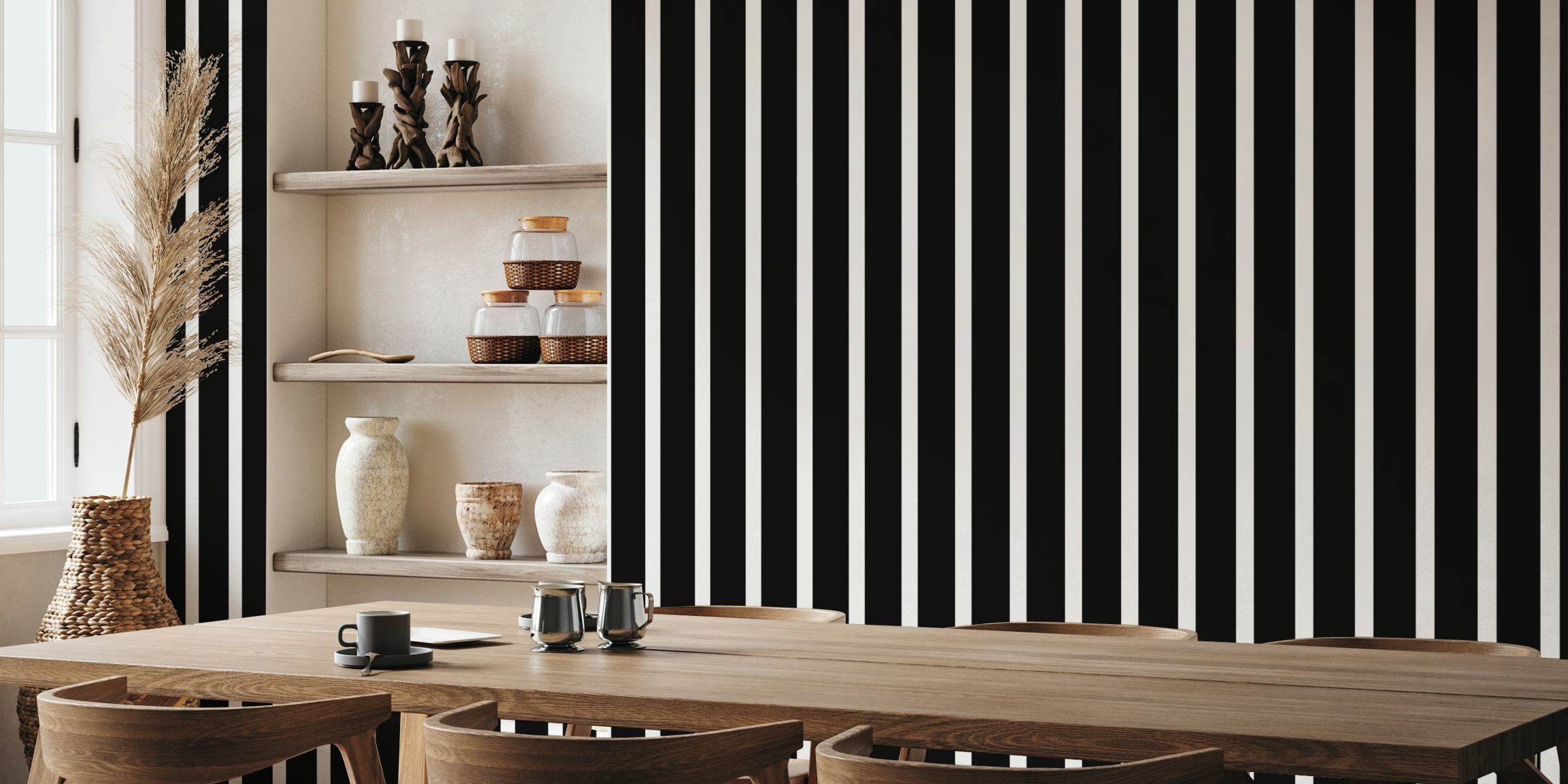 Simple Classic Black And White Stripe Pattern Horizontal tapeta