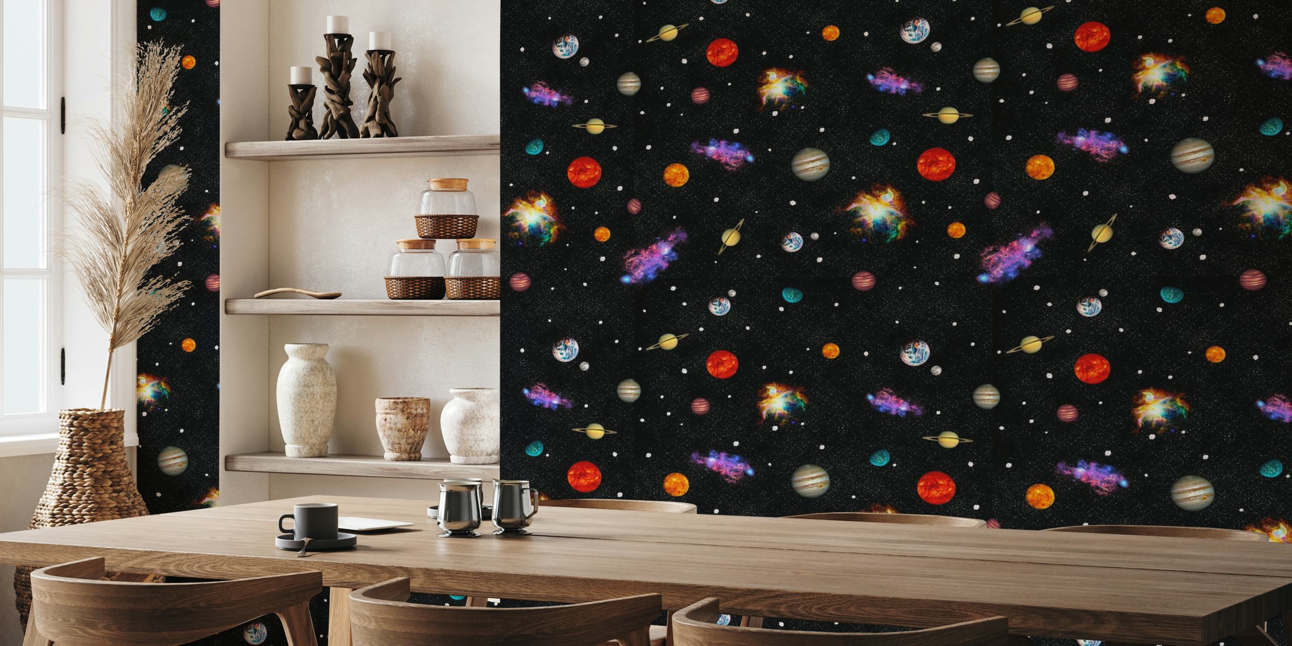 Cosmic Spring Floral Universe wallpaper