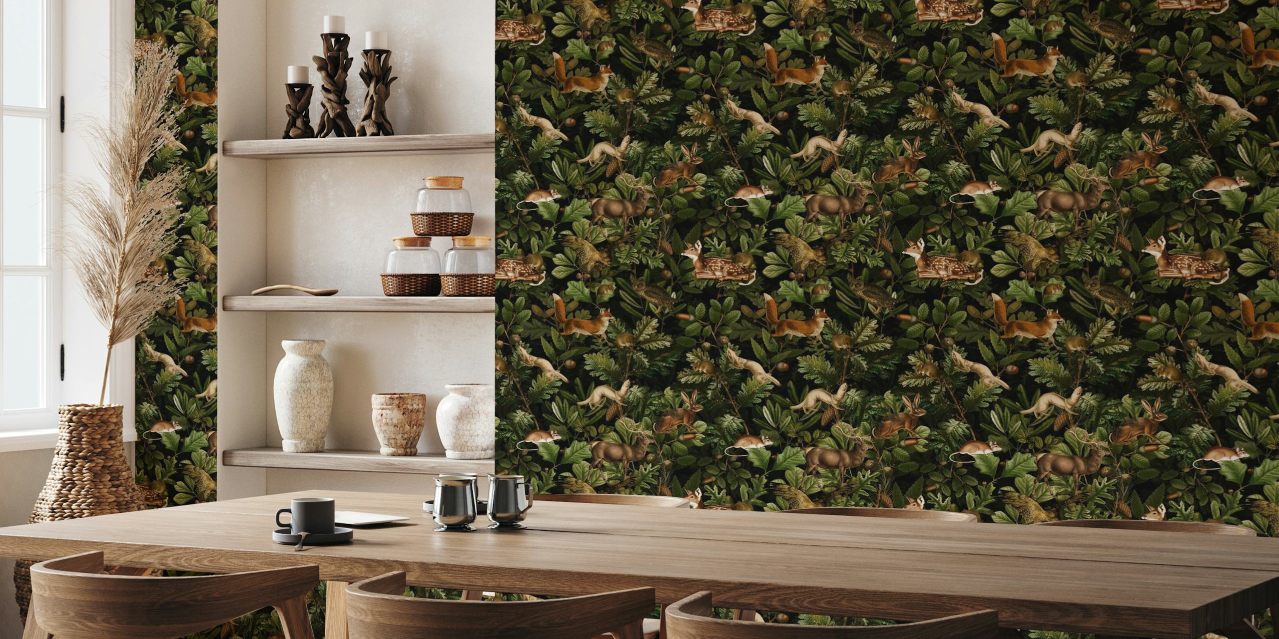 Midnight Gothic Whispers wallpaper with woodland animals