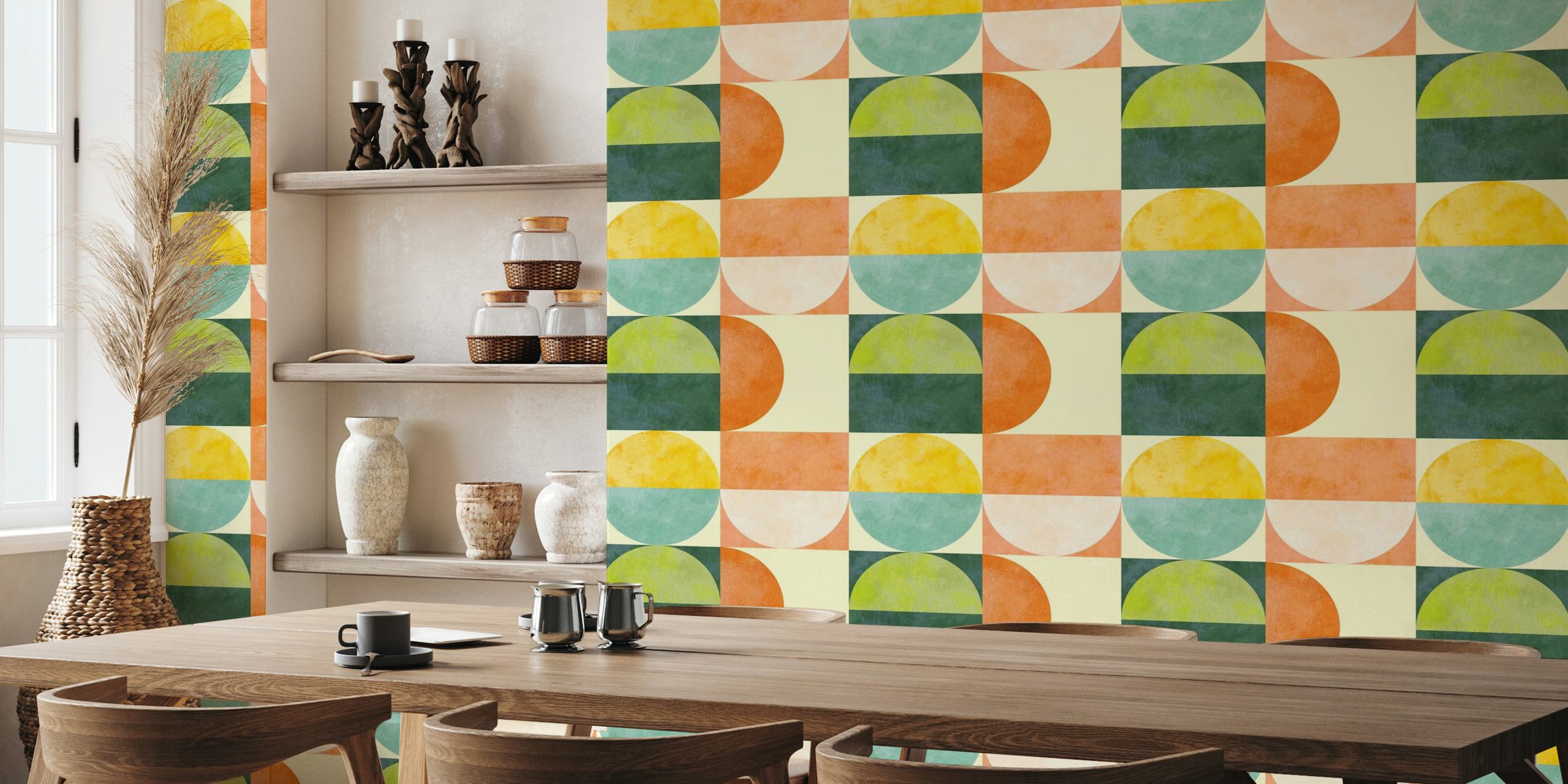 Colorful checkers mid century modern 3 behang
