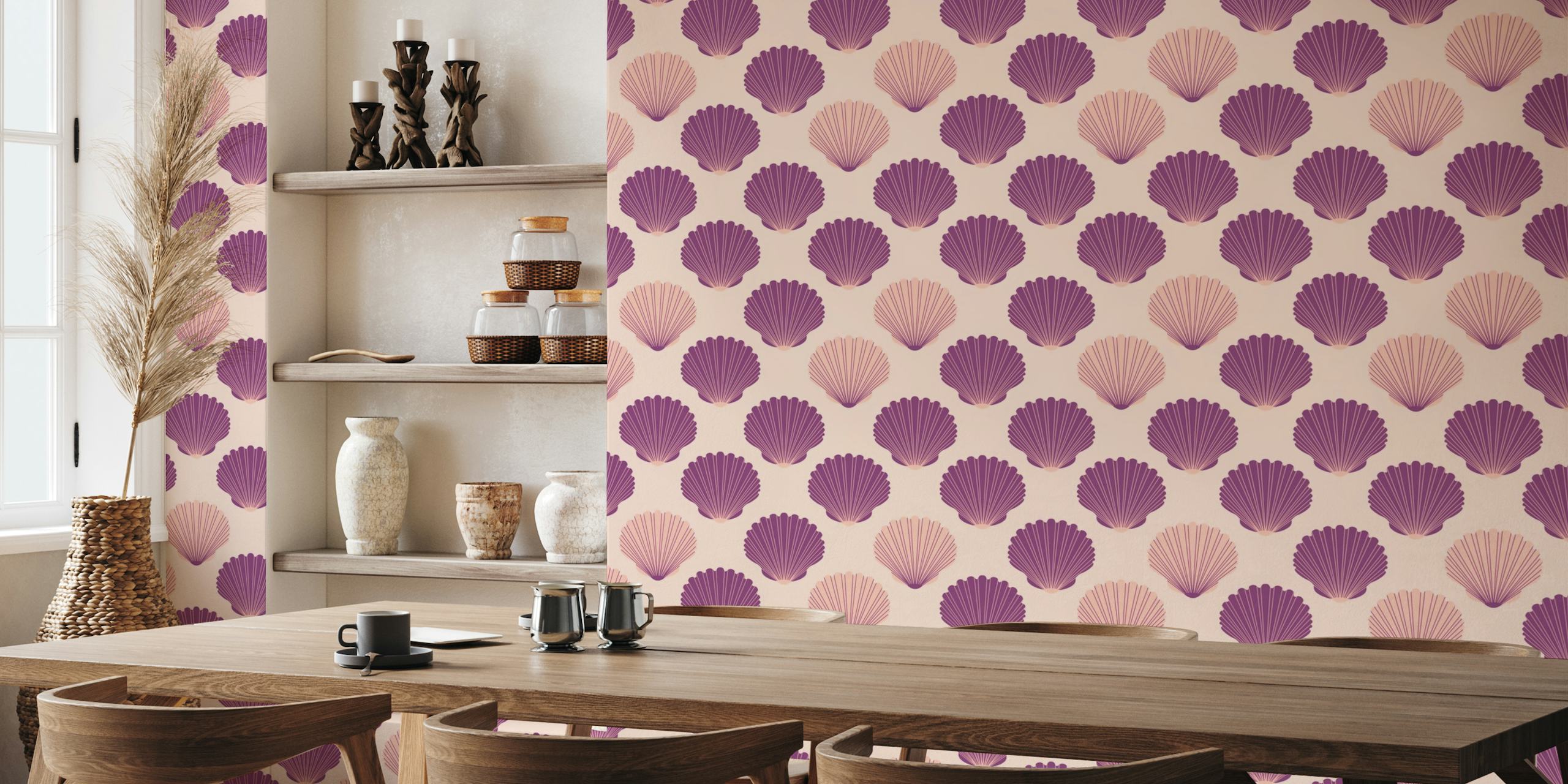 Magenta Blush Shells wallpaper
