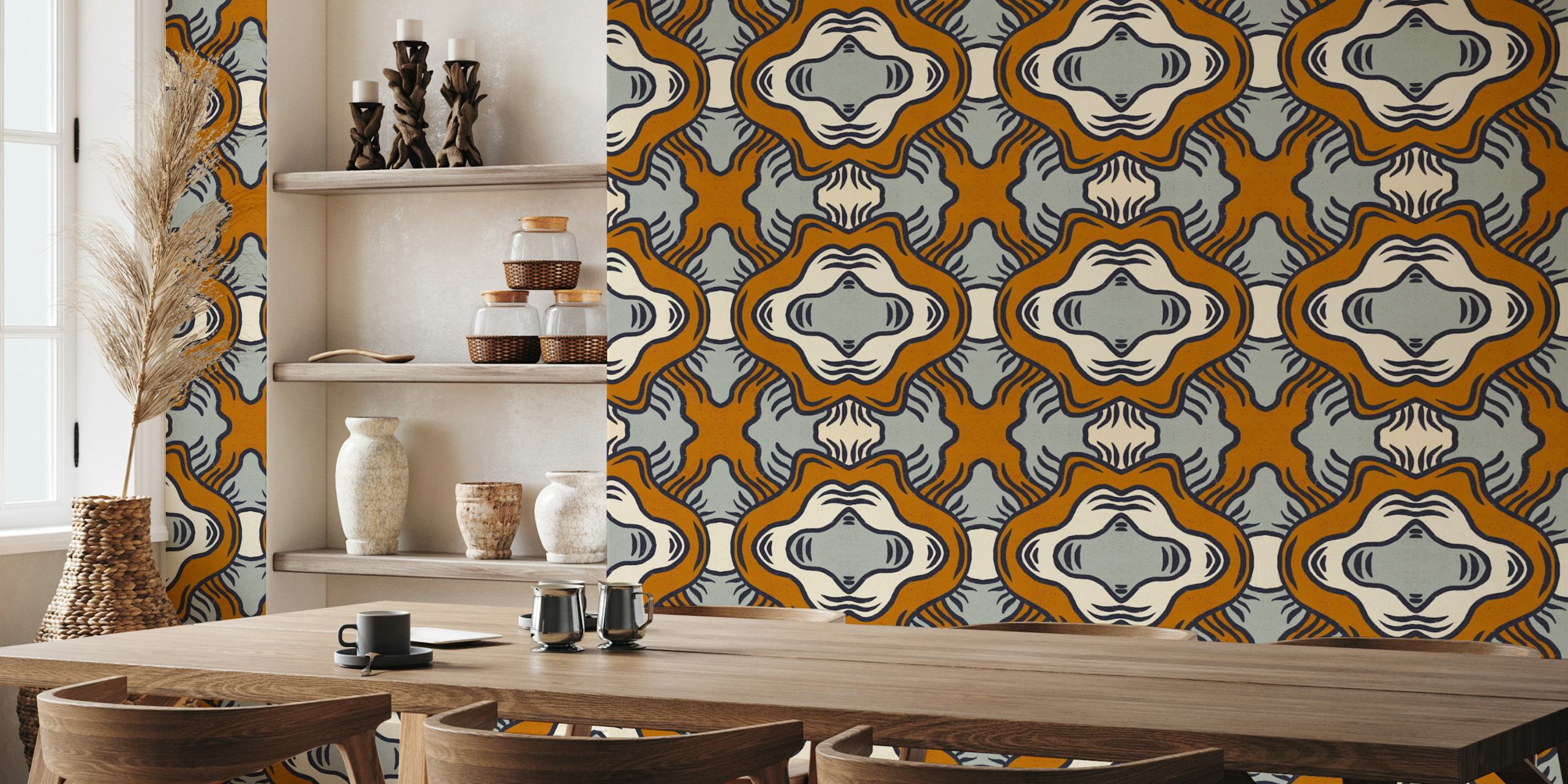 Diseño de papel tapiz Bold boho en una habitación