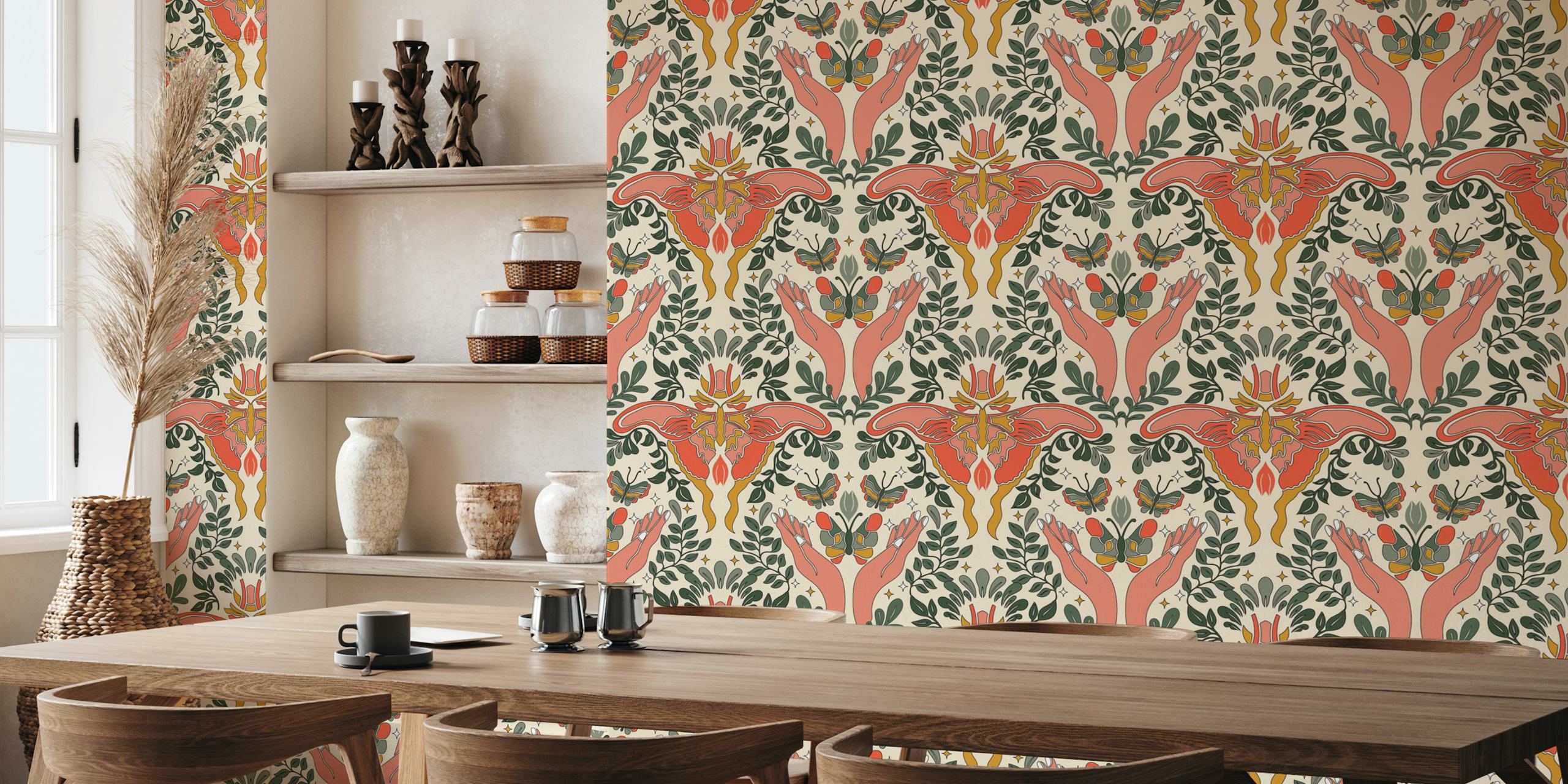 Papel pintado Moth garden en una habitación acogedora