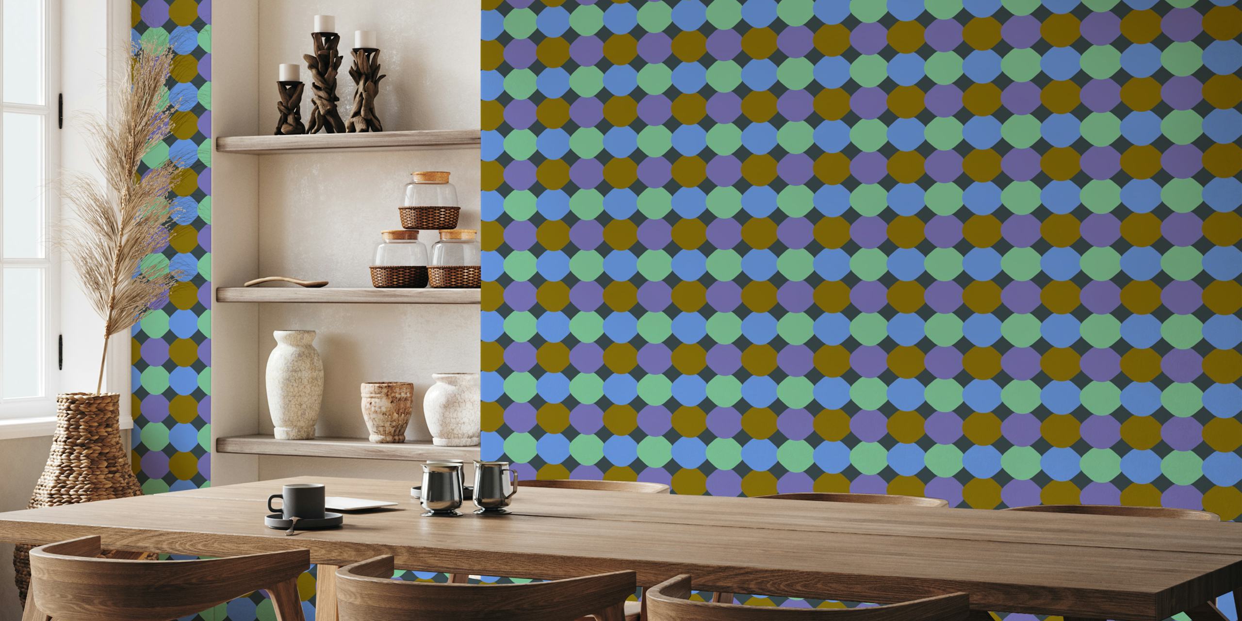 Happy retro tiles wallpaper in a room