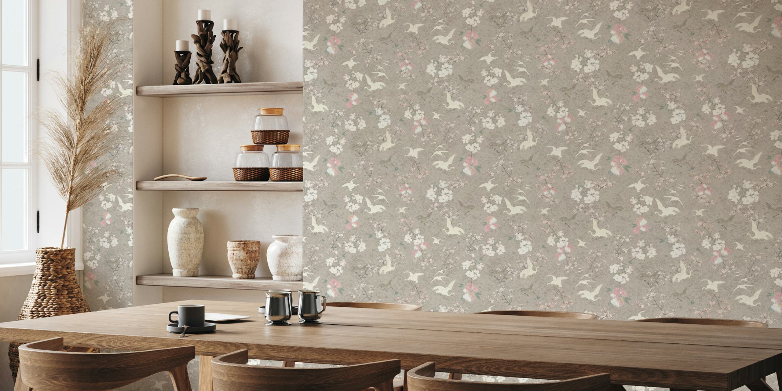 Vintage Chinoiserie Birds And Florals Tapetdesign