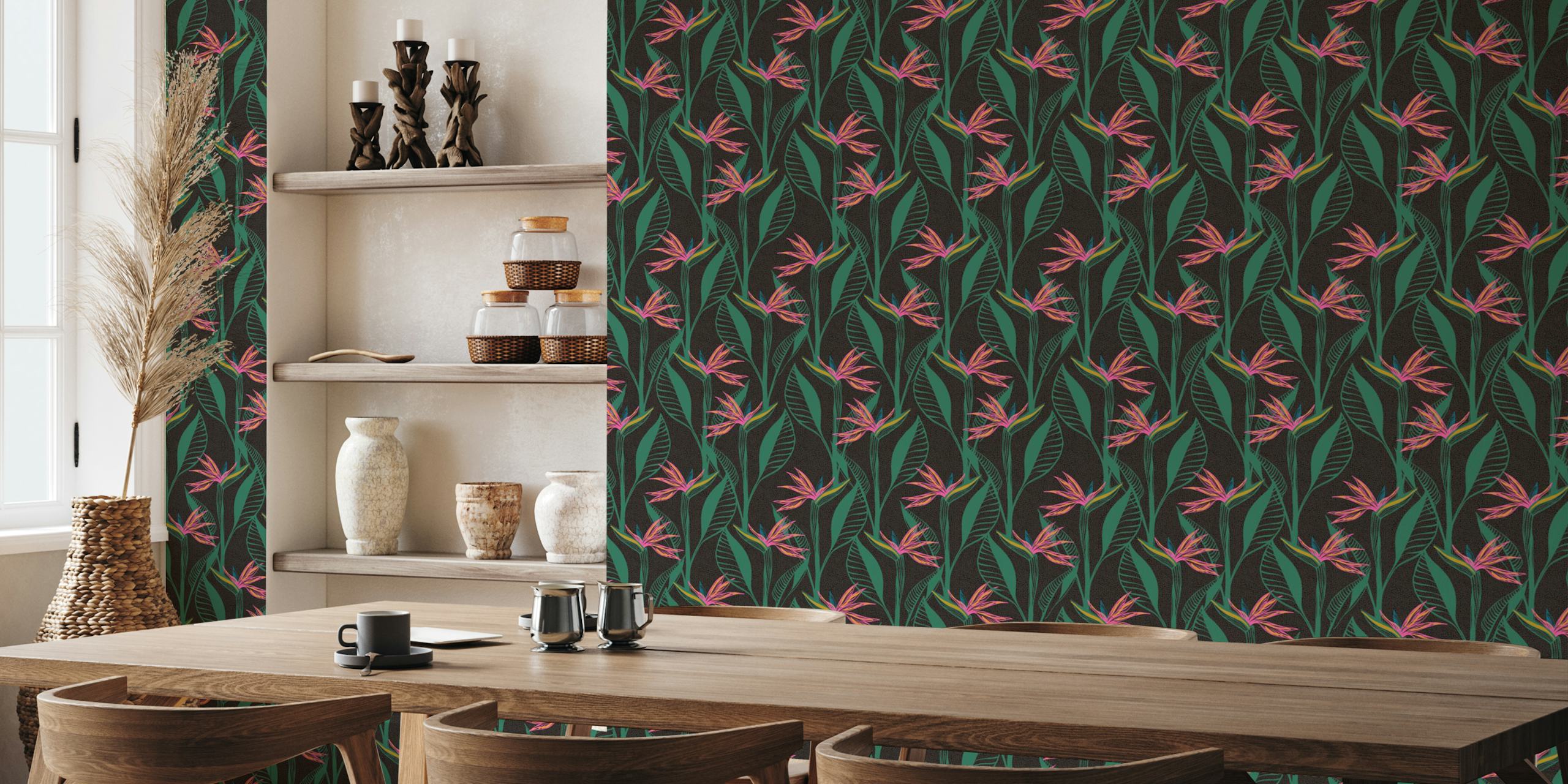 Birds of Prey wallpaper displayed in a room