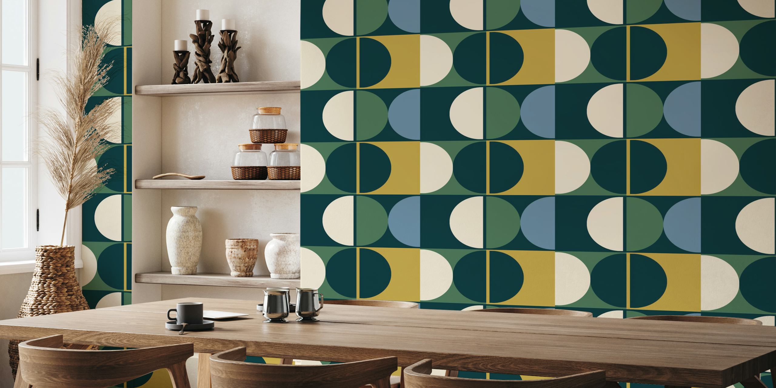 Autumnal moody green carta da parati astratta nella stanza