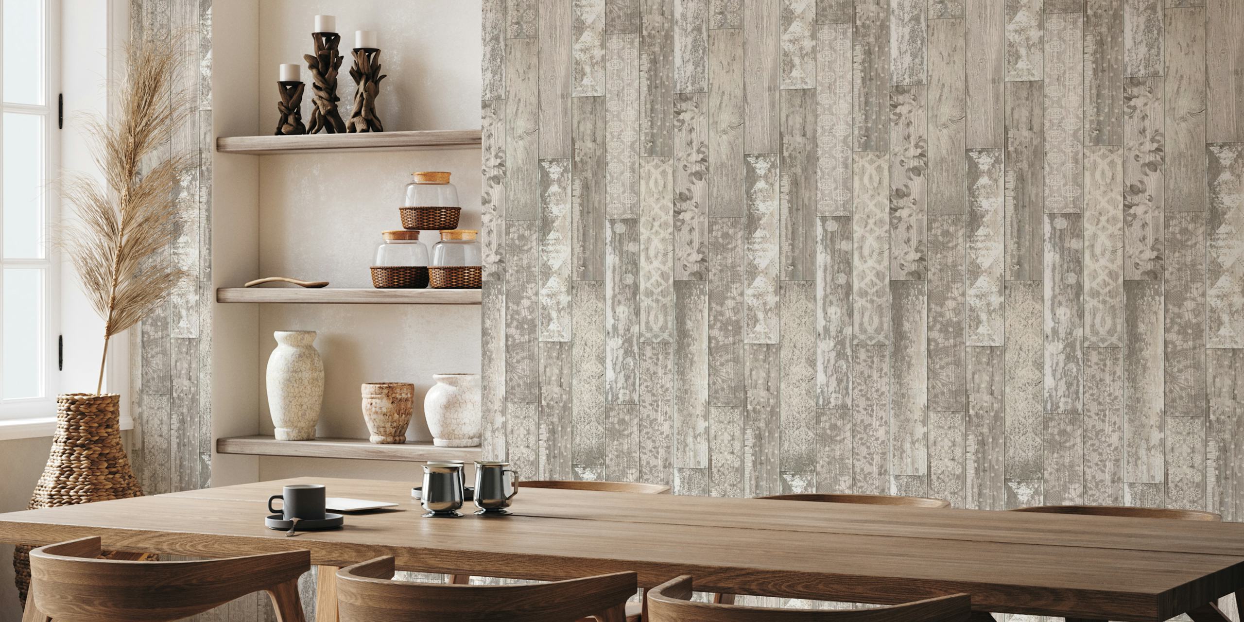 Vintage wood tiles pattern tapeta u sobi