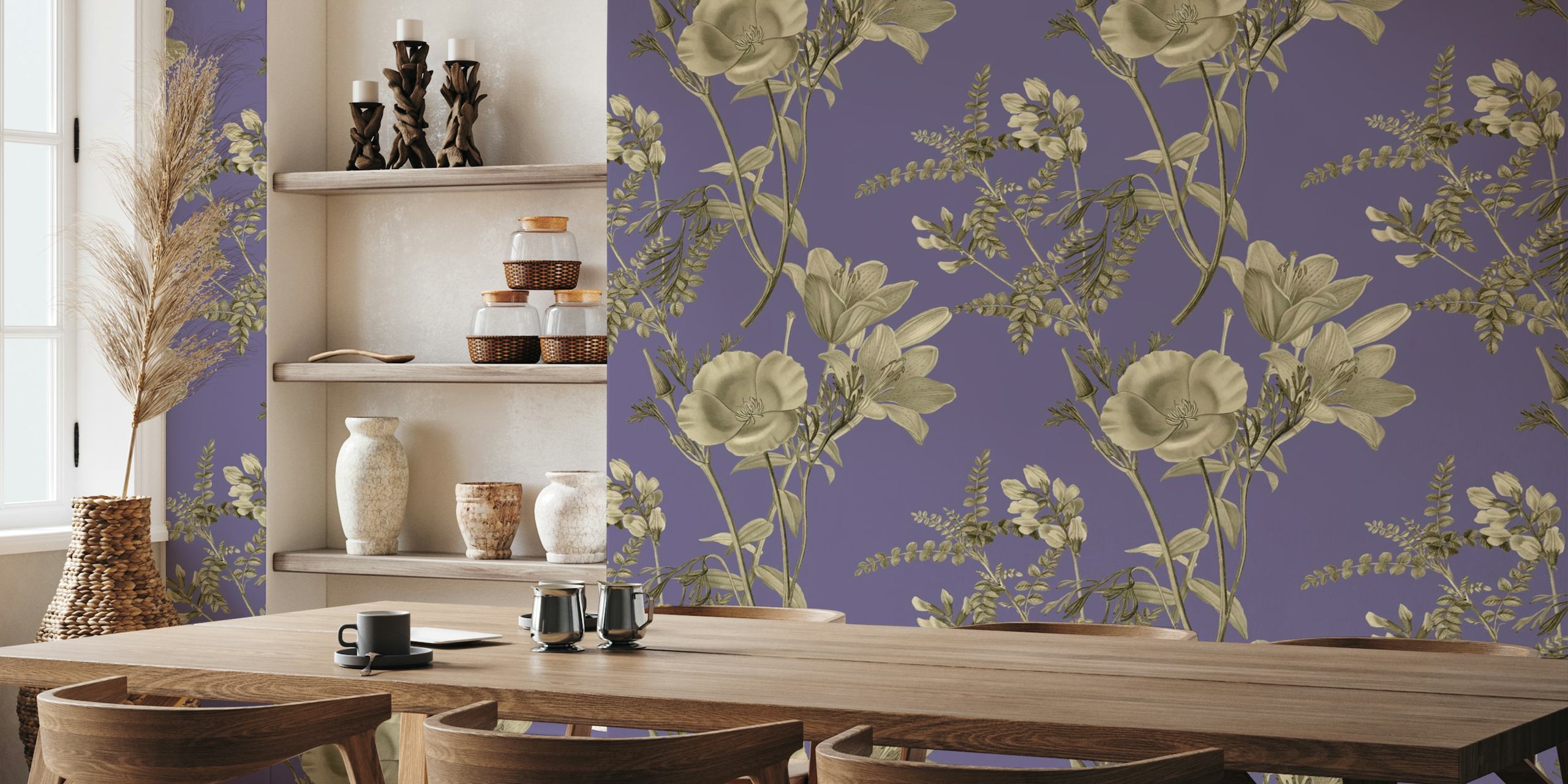 Vintage Purple Floral Pattern wallpaper