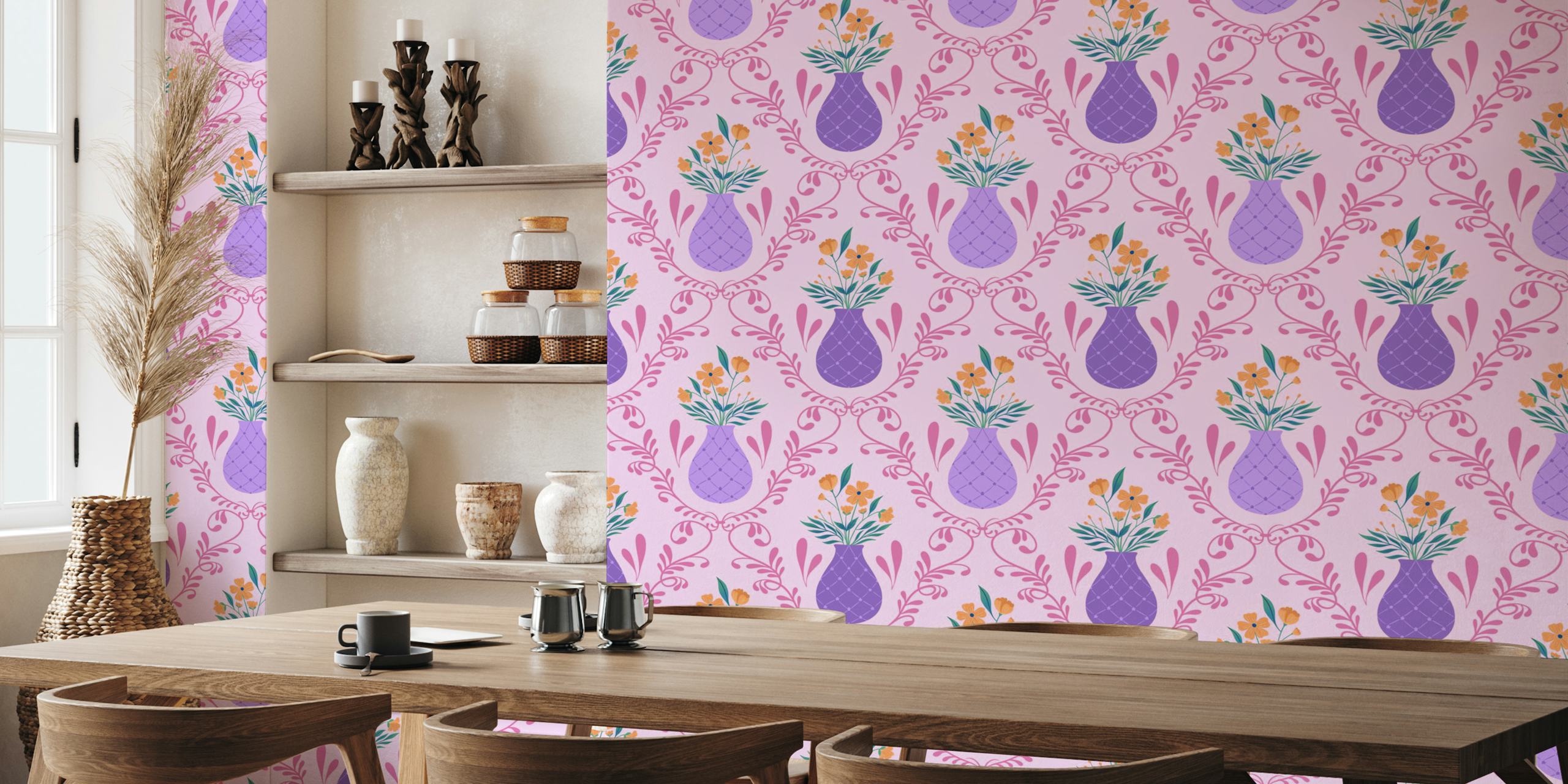 Franse Country Floral behang in een kamer