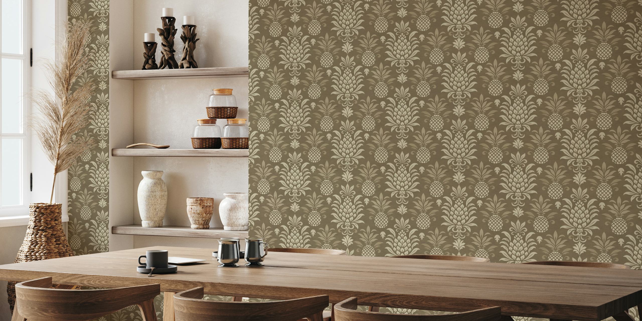 Pineapple patterned wallpaper in a room
