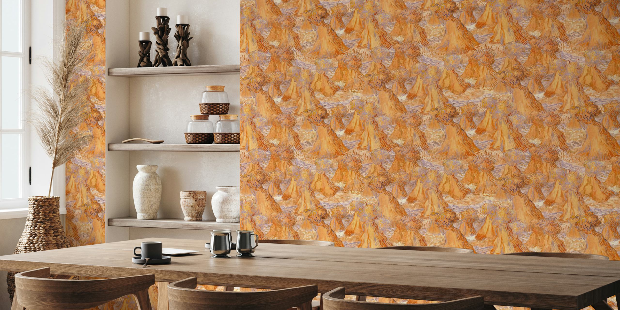 Vincent van Gogh’s Sheaves of Wheat orange wall mural
