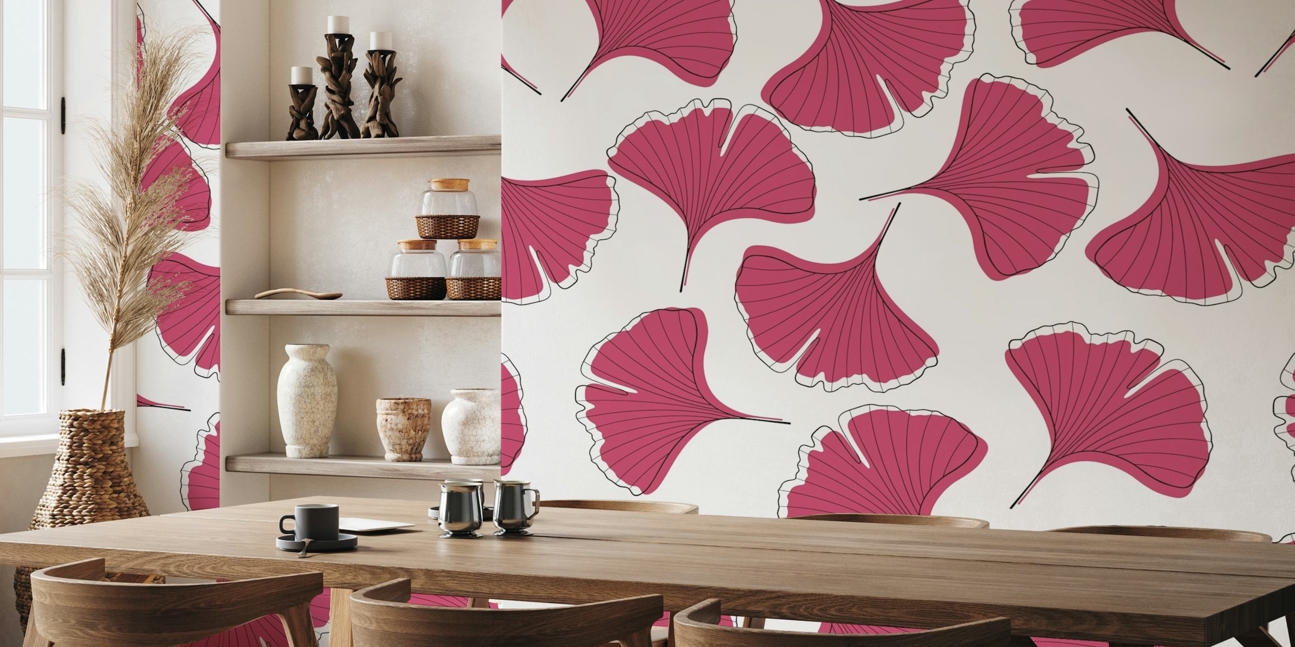 Ginkgo Biloba leaves seamless pattern 3 wallpaper