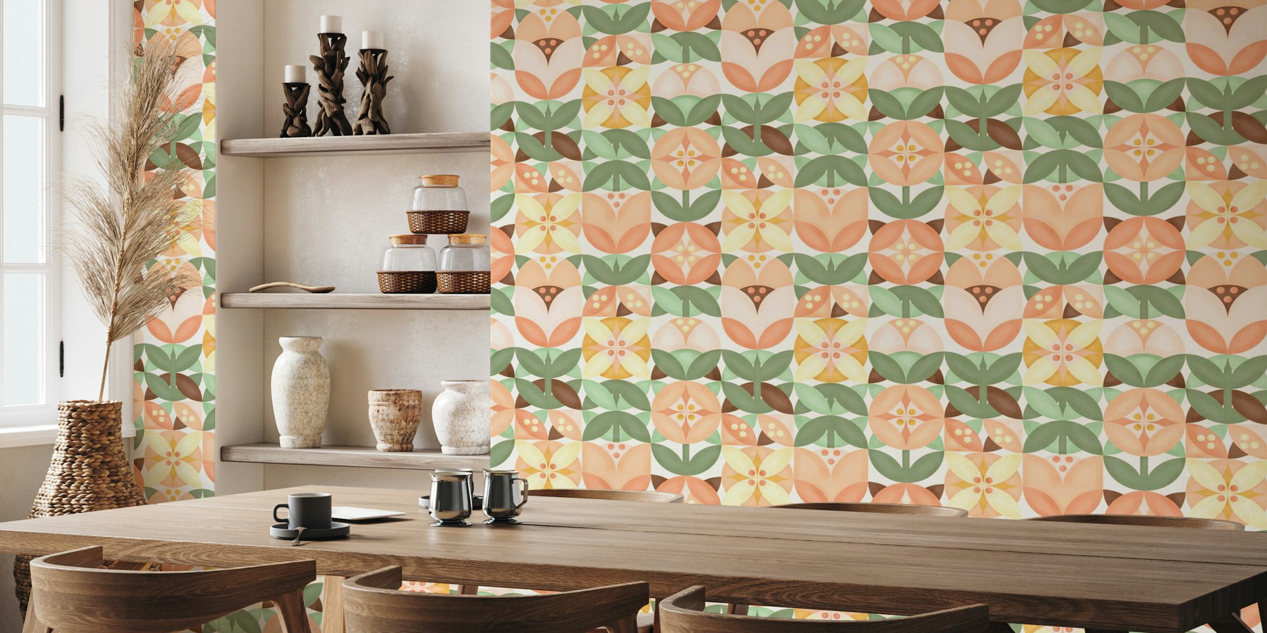 Σχέδιο Ταπετσαρίας Mid-Century Flowers