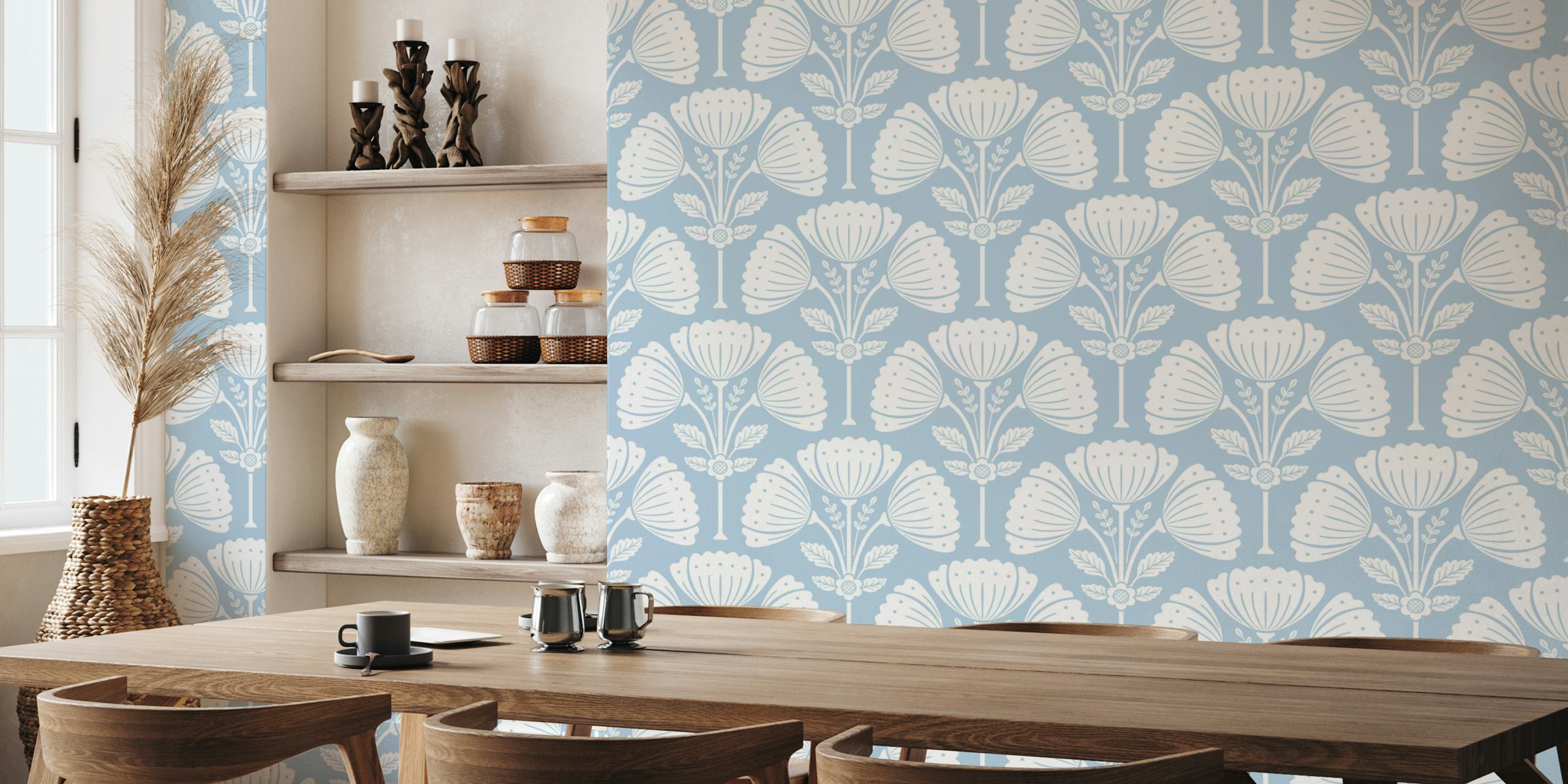 Block Print Bouquet Air Blue 2 tapet i rummet