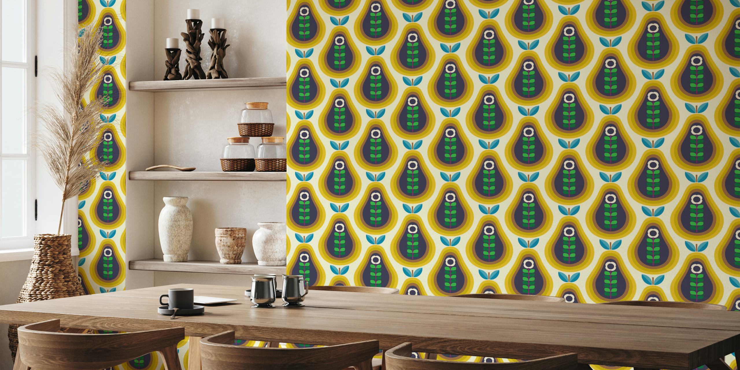 Stylized pear patterns wall mural from happywall.com