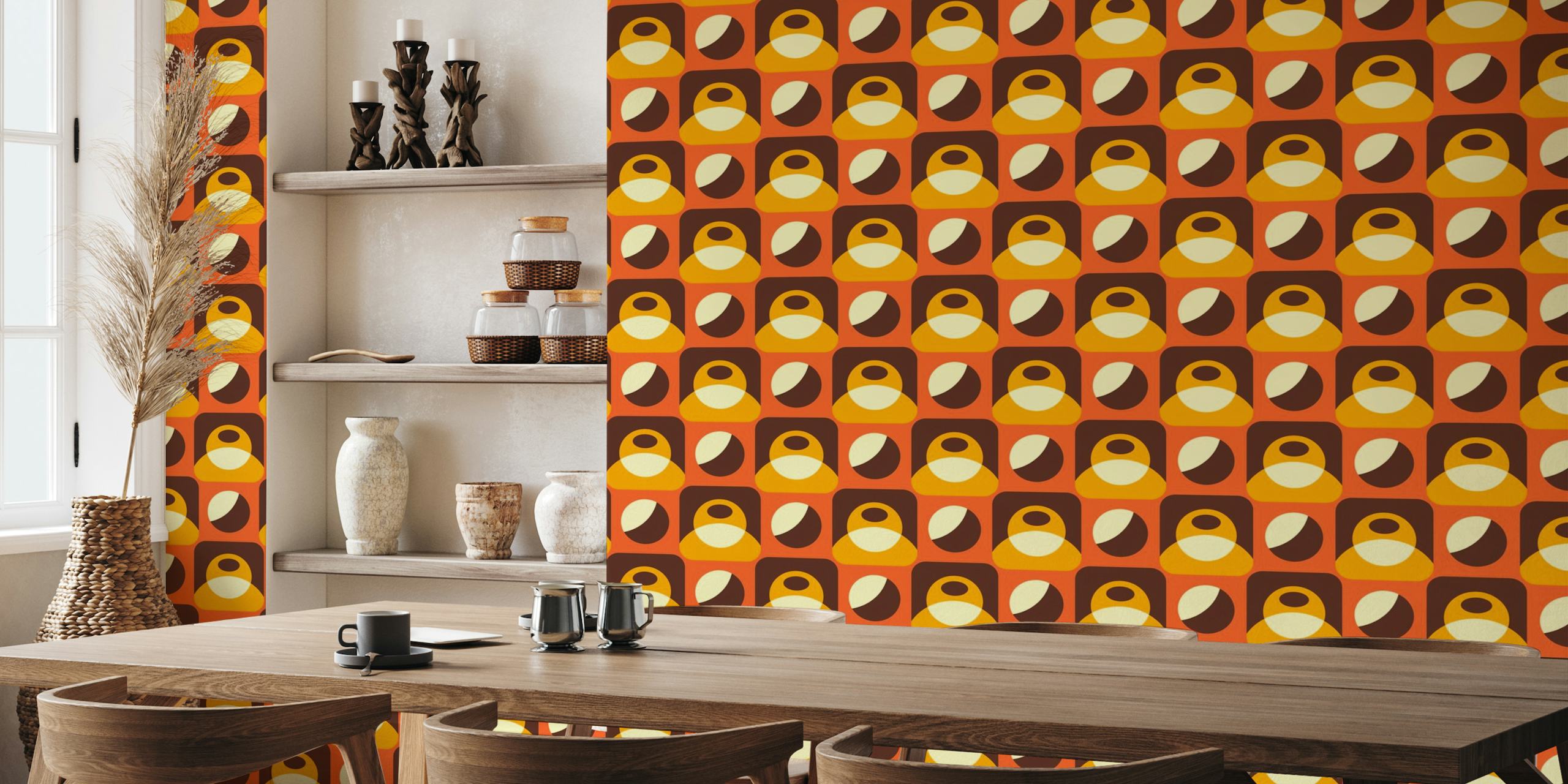 Retro geometrics, yellow brown / 2896 C wallpaper