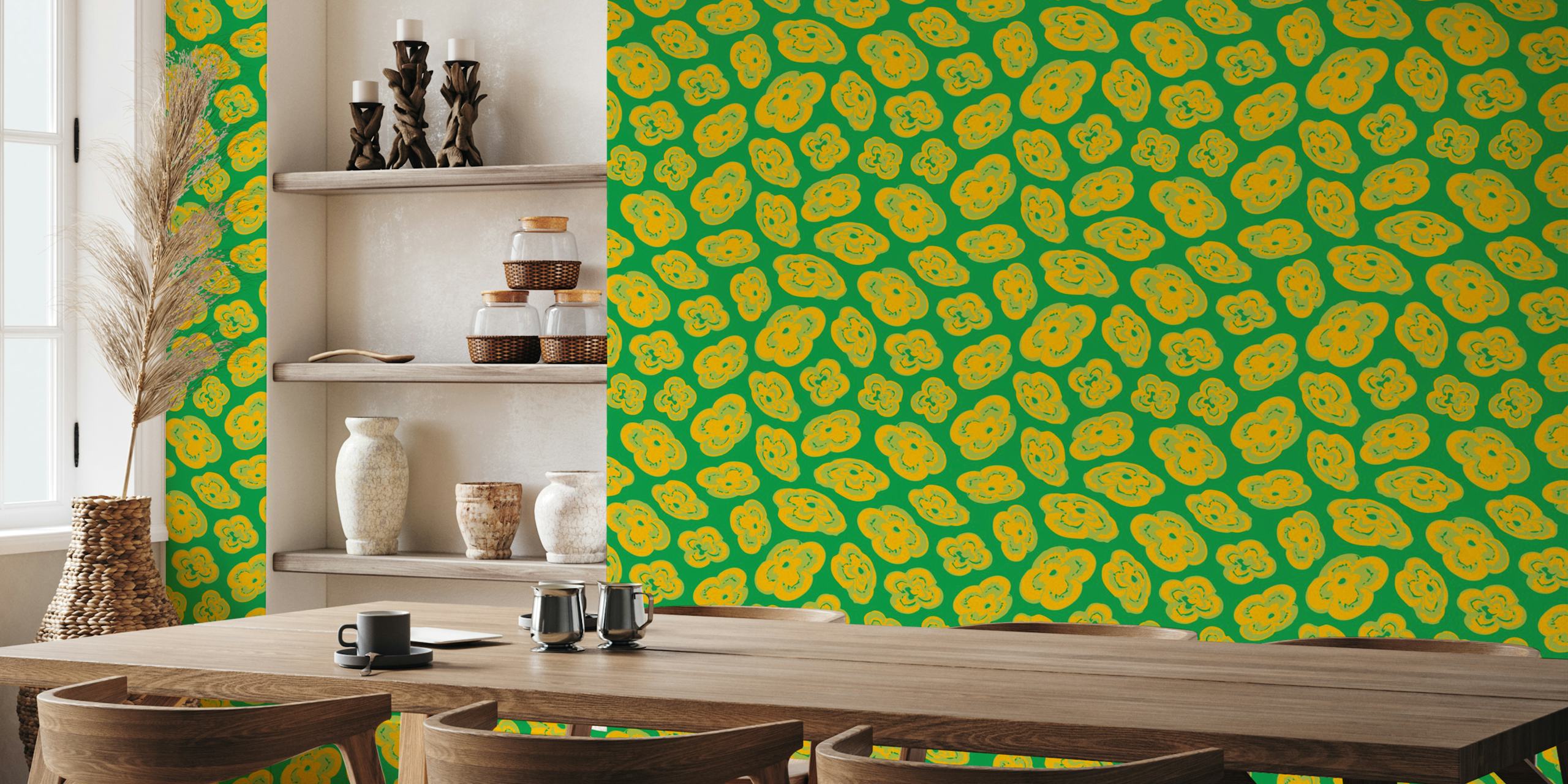 Floating Lilies Abstract Floral - Kelly Green I Ett Rum