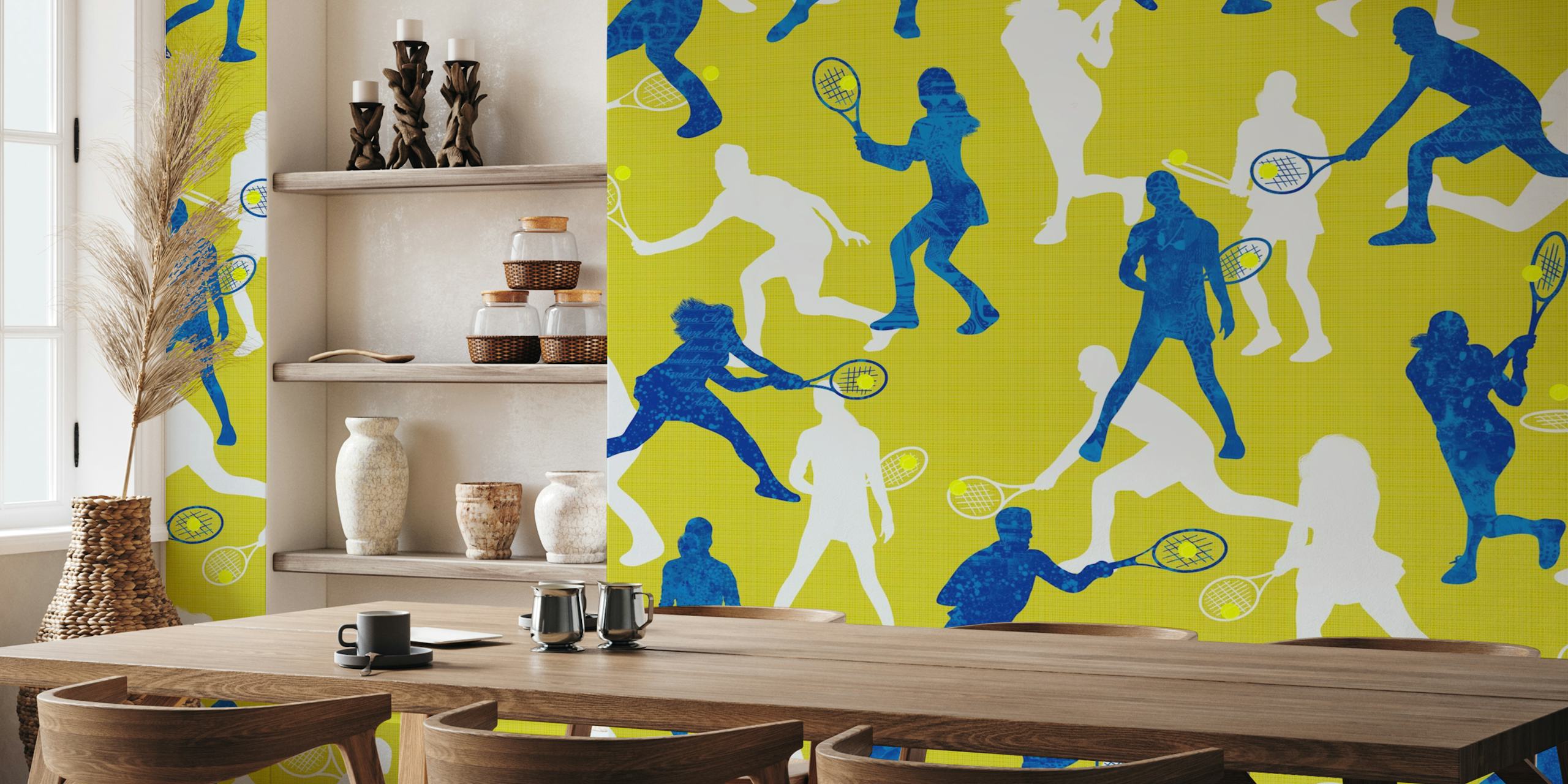 Tennis Players Pattern 4 ταπετσαρία σε ένα δωμάτιο