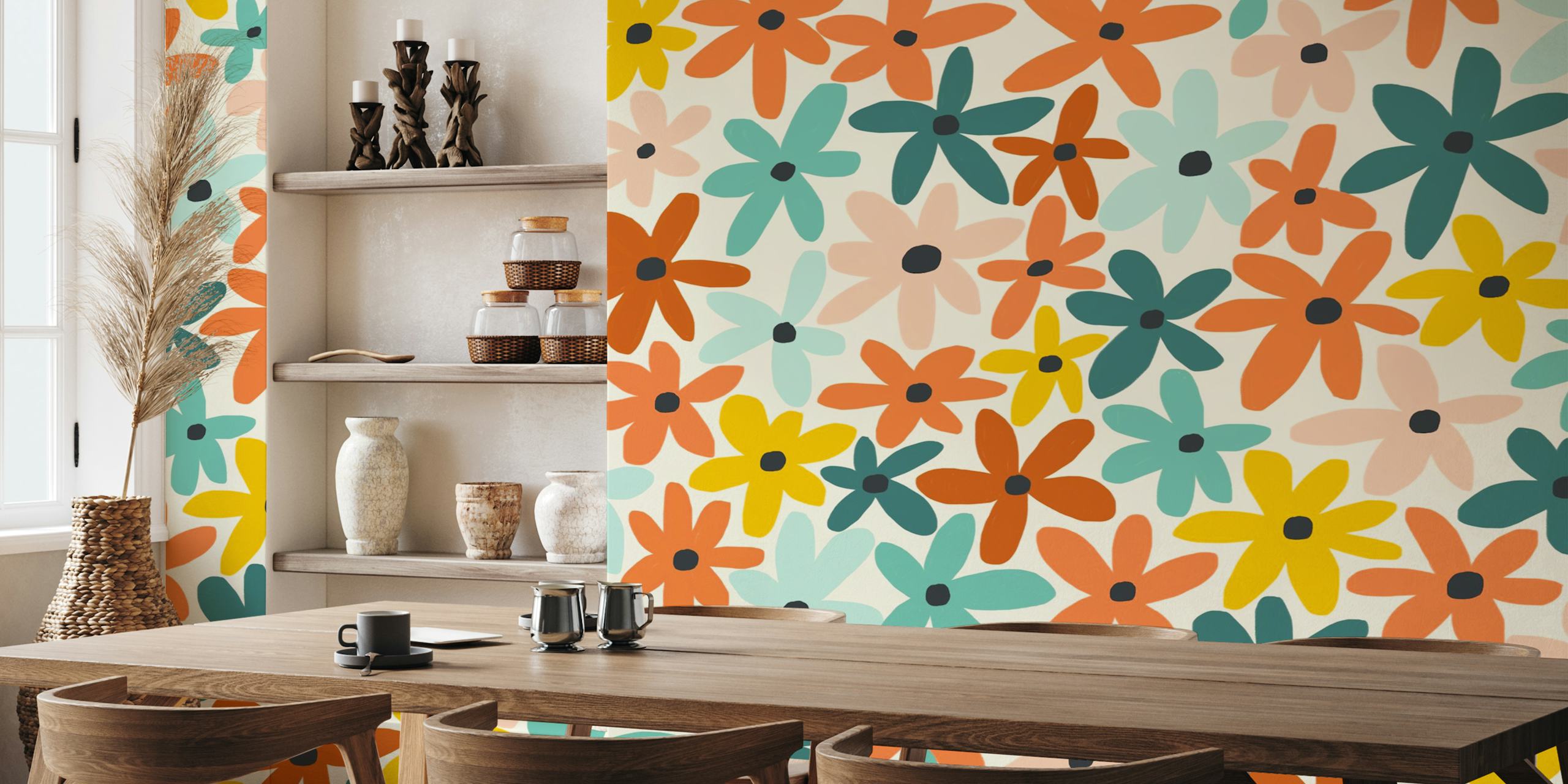 Joyful Flowers wallpaper in a room