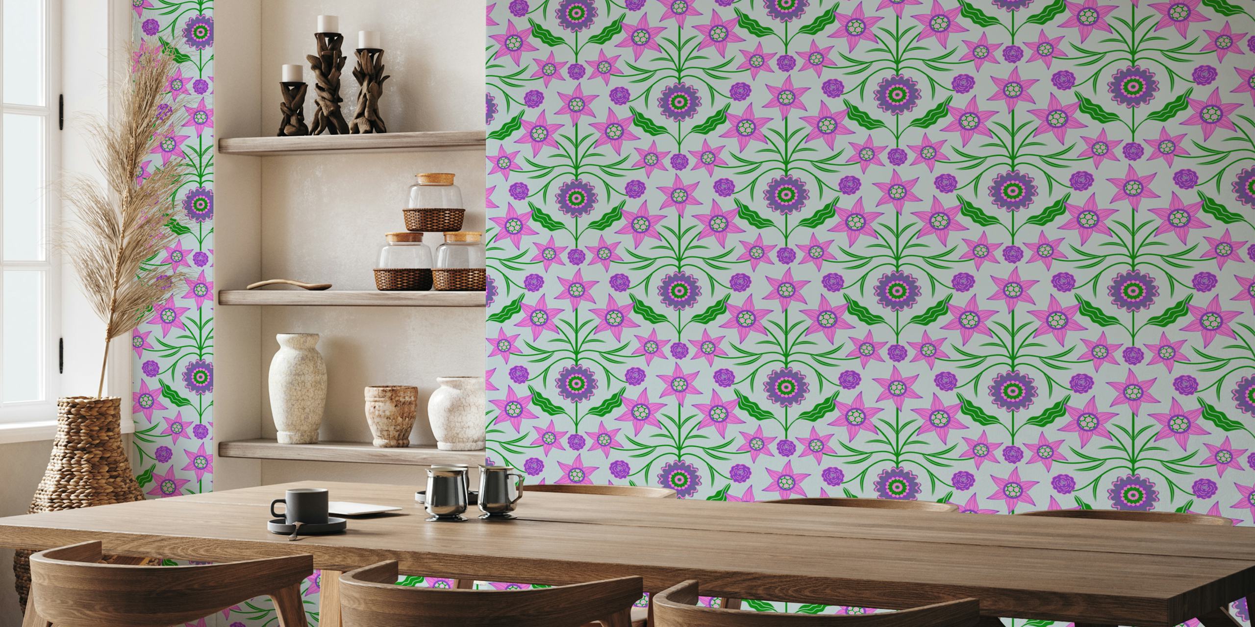 Audrey Cottage Chintz Floral - Pink Purple Floral Σχέδιο Σε Ένα Δωμάτιο