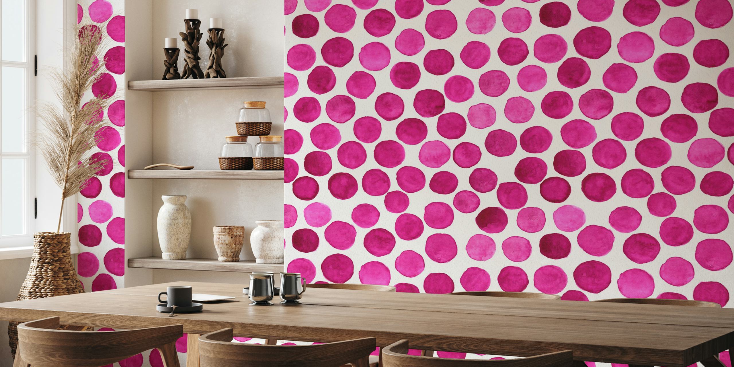 Watercolors Bubbles - Magenta carta da parati in una stanza