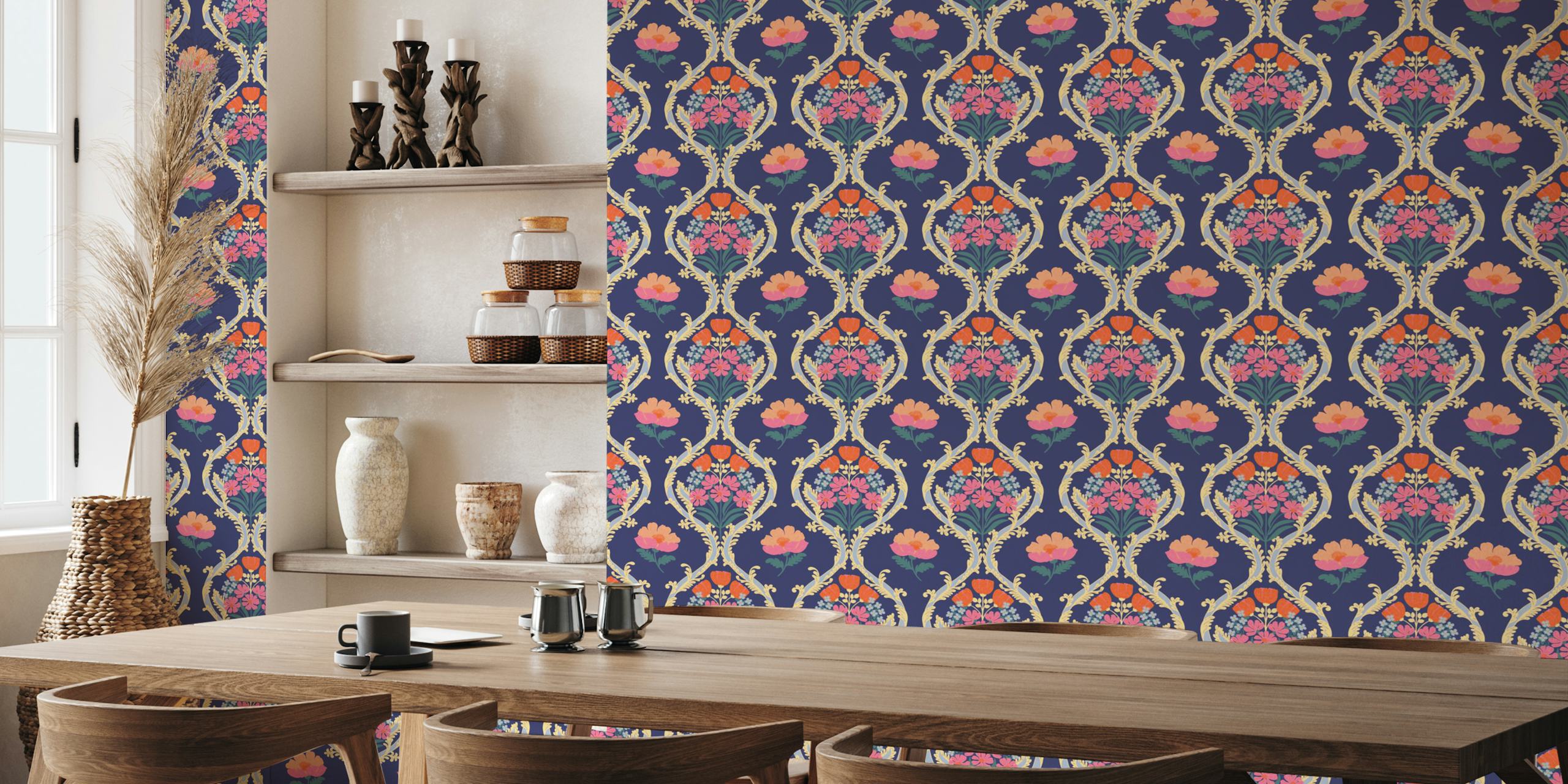 Tracy Floral wallpaper in a decorative setting