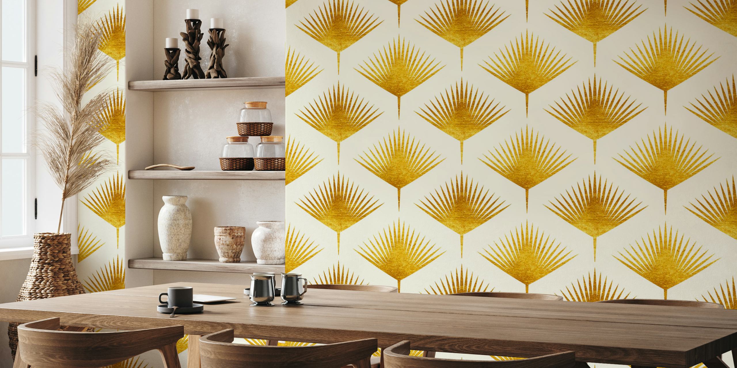 Gold palm leaves design