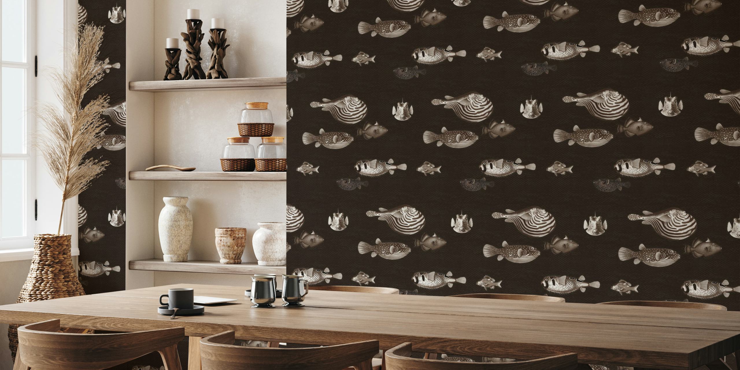 Acquario Fish pattern papier peint dans une pièce