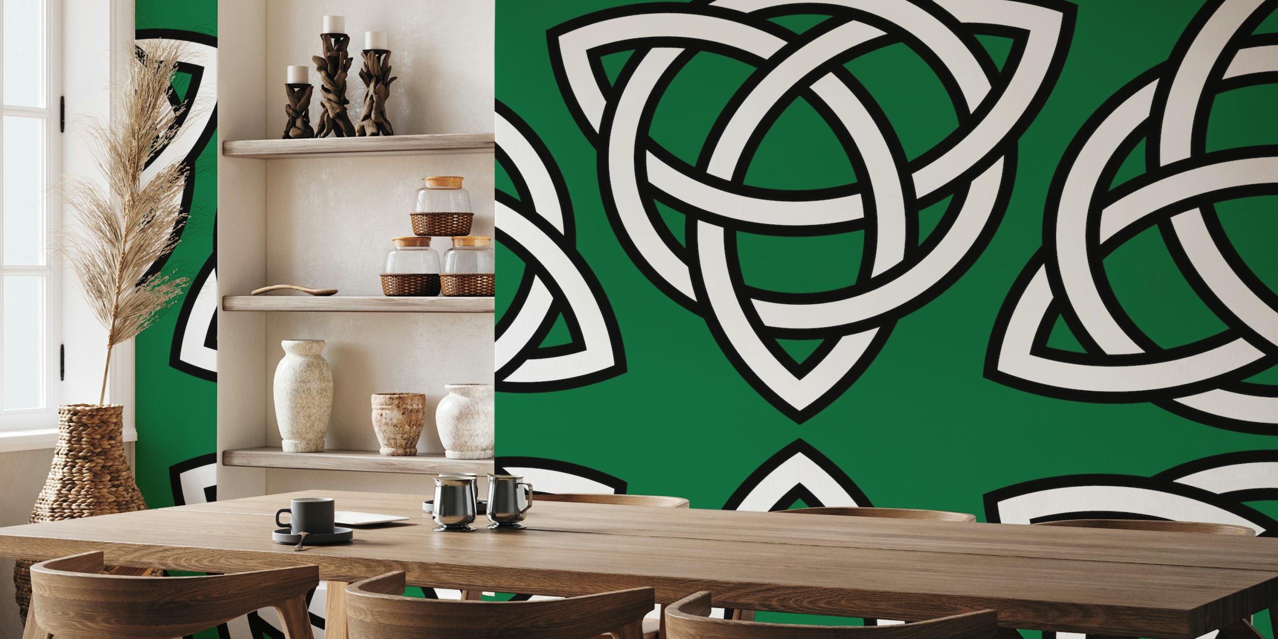 Papier peint Trinity Celtic Knot sur fond vert