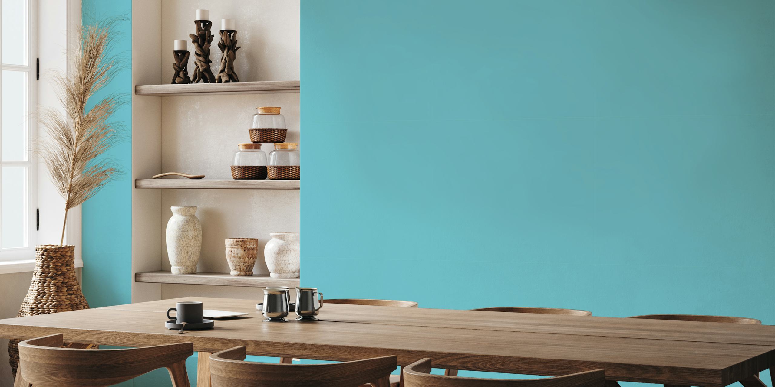 Teal blue aqua solid colour wallpaper